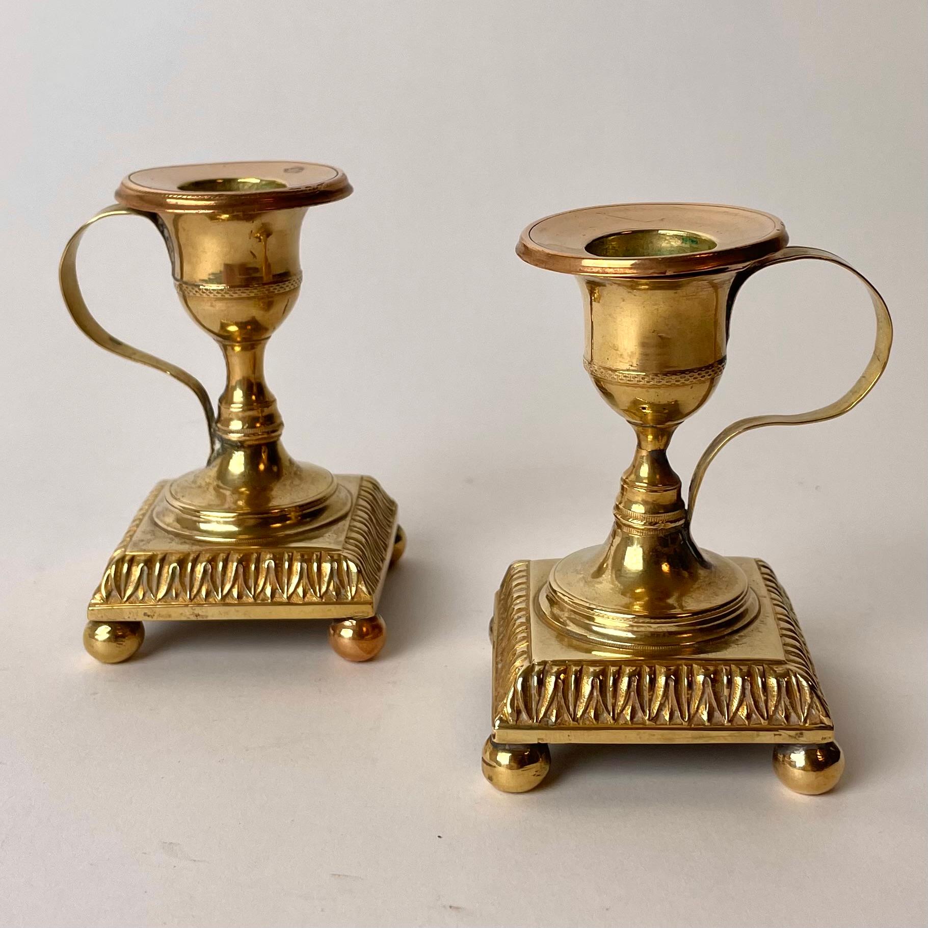 Swedish Small Pair of Gustavian Night Candlesticks from the, Late 18th Century For Sale
