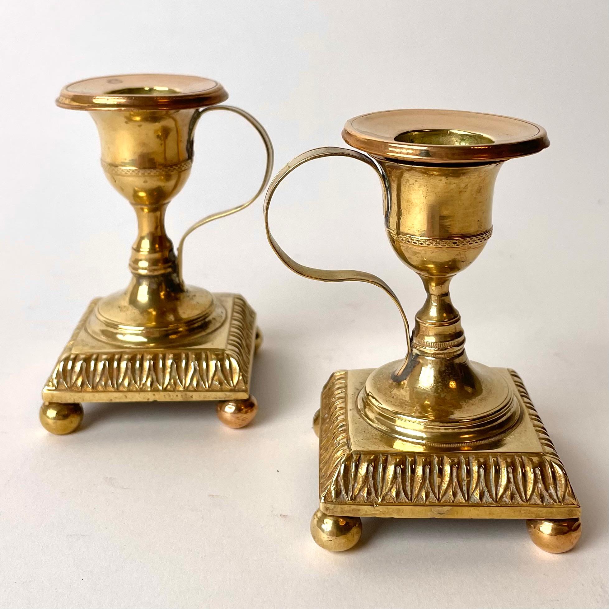 Small Pair of Gustavian Night Candlesticks from the, Late 18th Century In Good Condition For Sale In Knivsta, SE