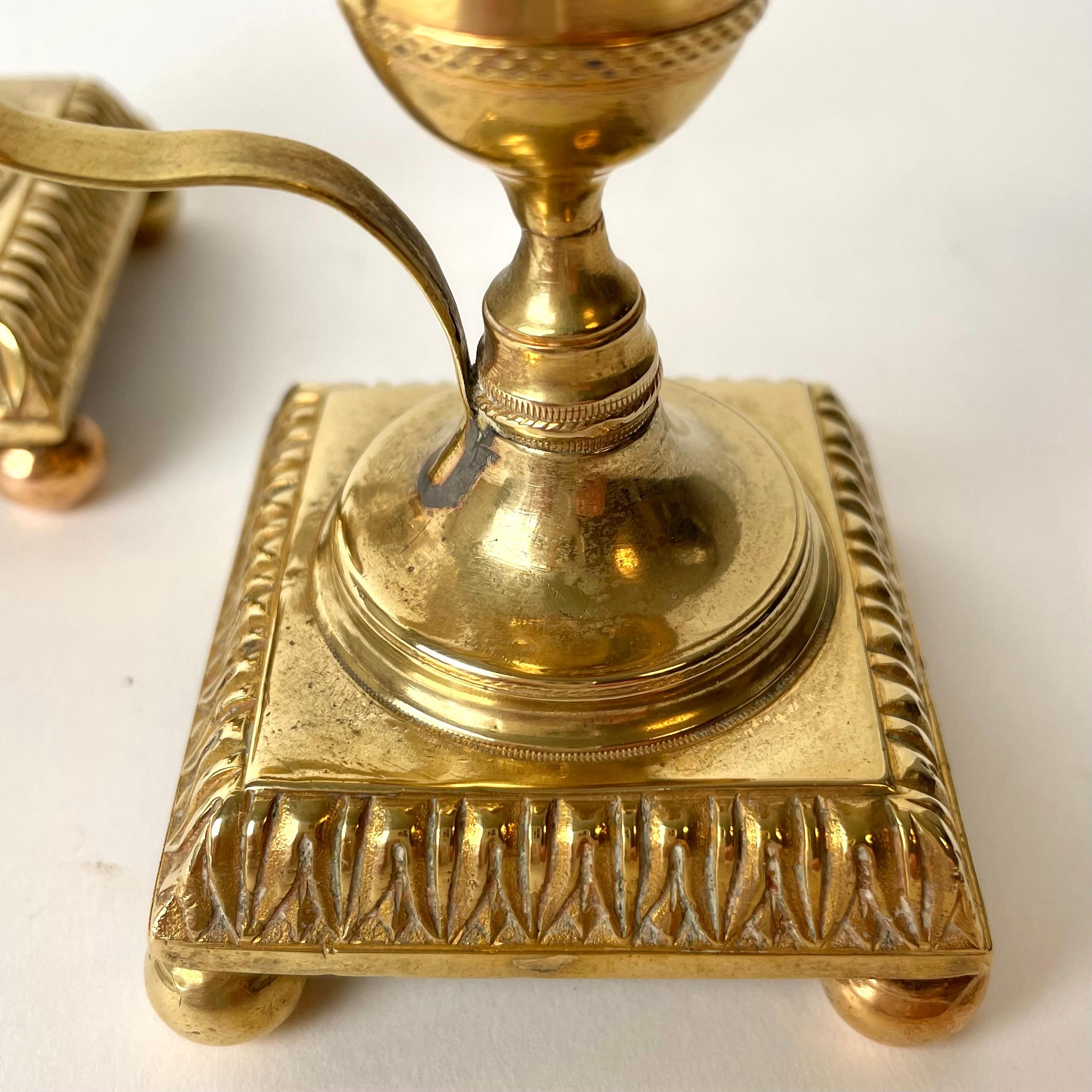 Gold Plate Small Pair of Gustavian Night Candlesticks from the, Late 18th Century For Sale
