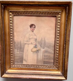 A small Pastel portrait of an English Regency lady Signed J Grant dated 1809