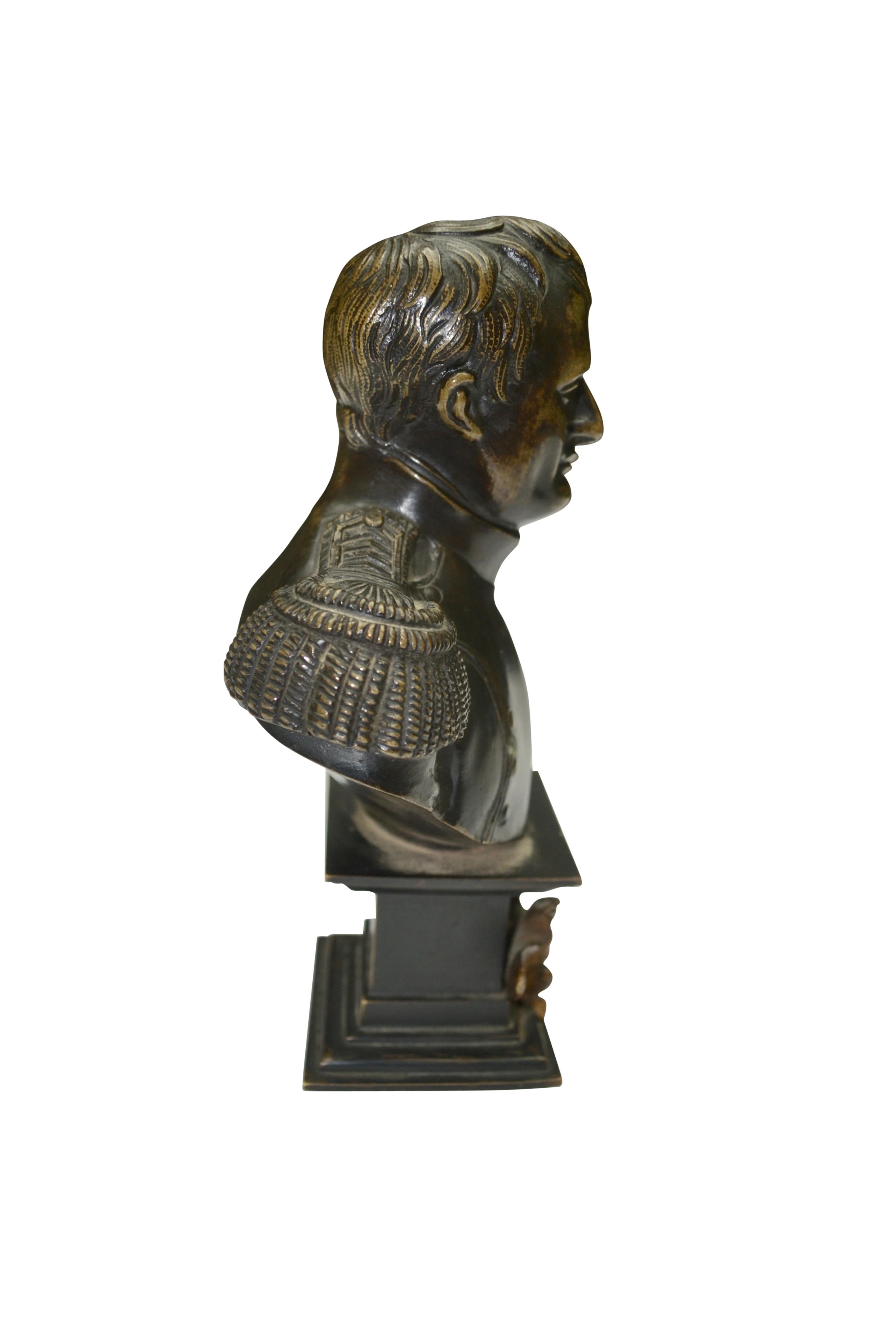 French Small Patinated Bronze Bust of Napoleon