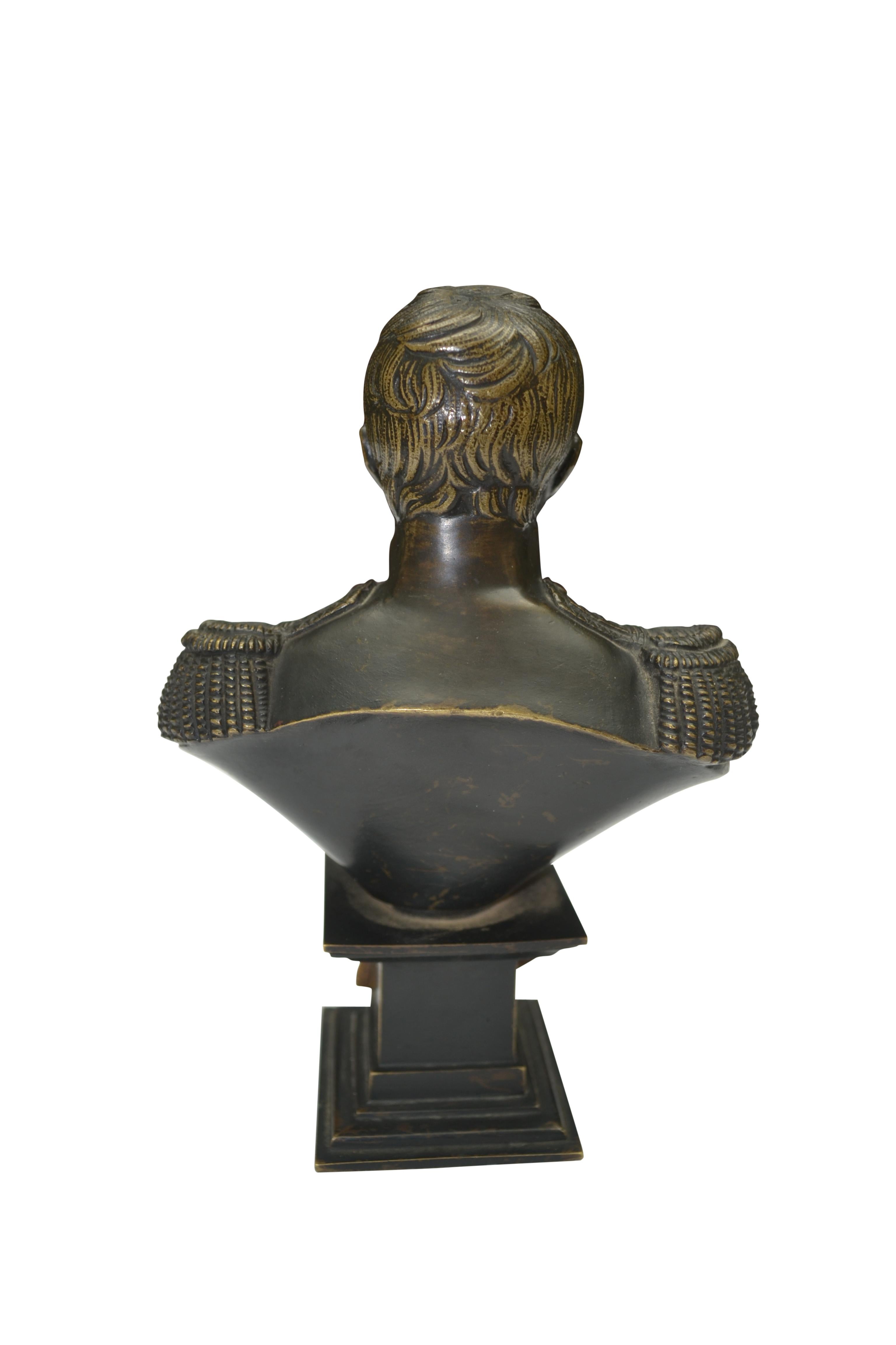 Cast Small Patinated Bronze Bust of Napoleon