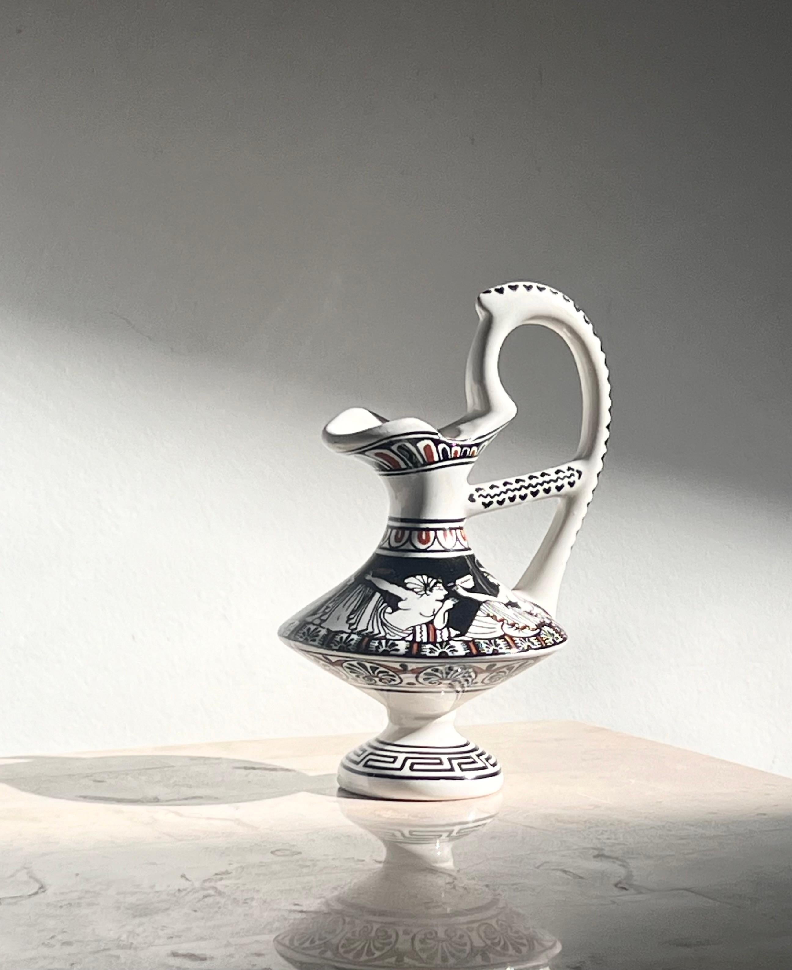 A small pitcher depicting Ancient Greek motif, Musée du Louvre, signed, 20th c For Sale 4