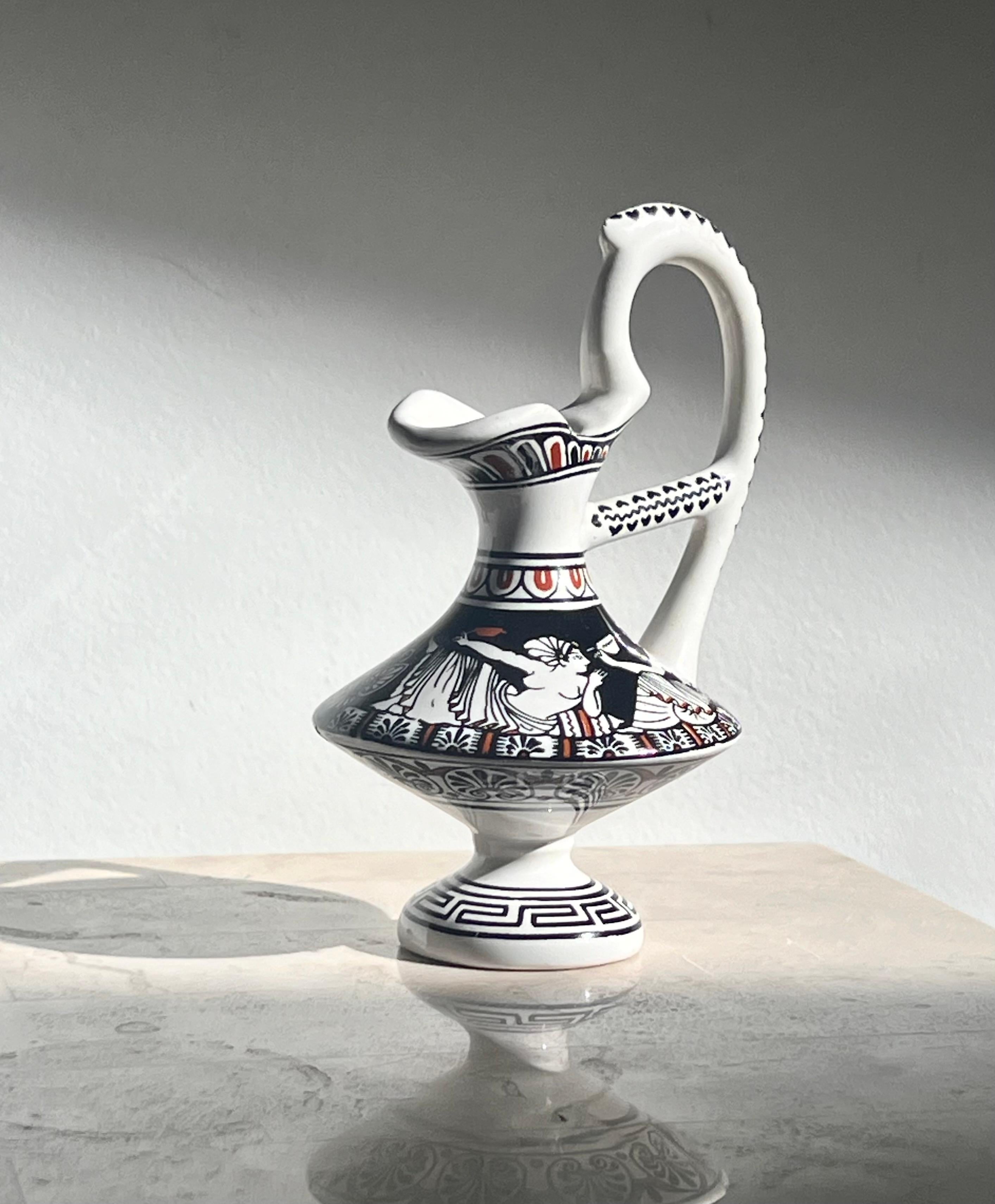 A small pitcher depicting Ancient Greek motif, Musée du Louvre, signed, 20th c For Sale 6