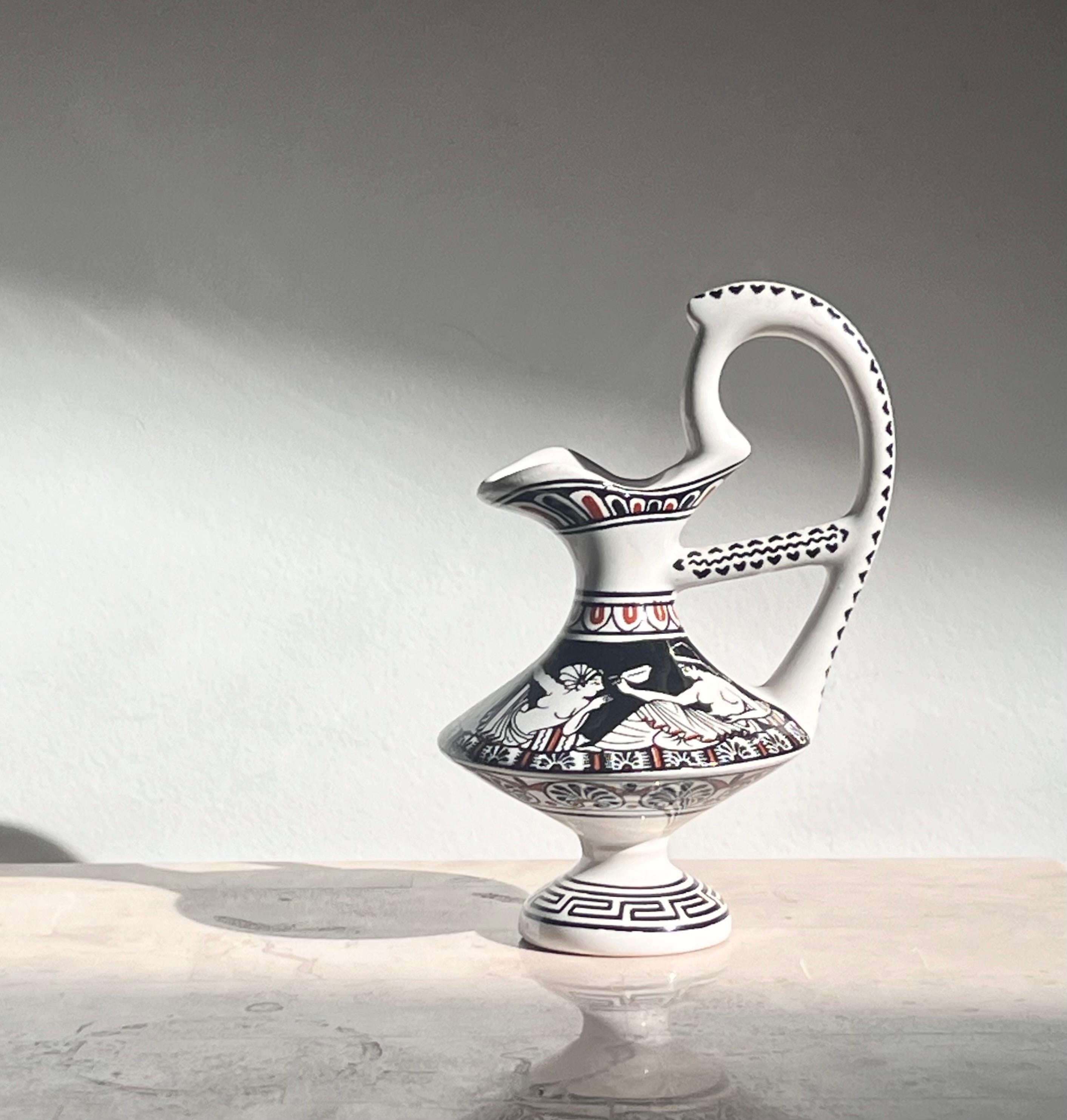 A small pitcher depicting Ancient Greek motif, Musée du Louvre, signed, 20th c For Sale 7