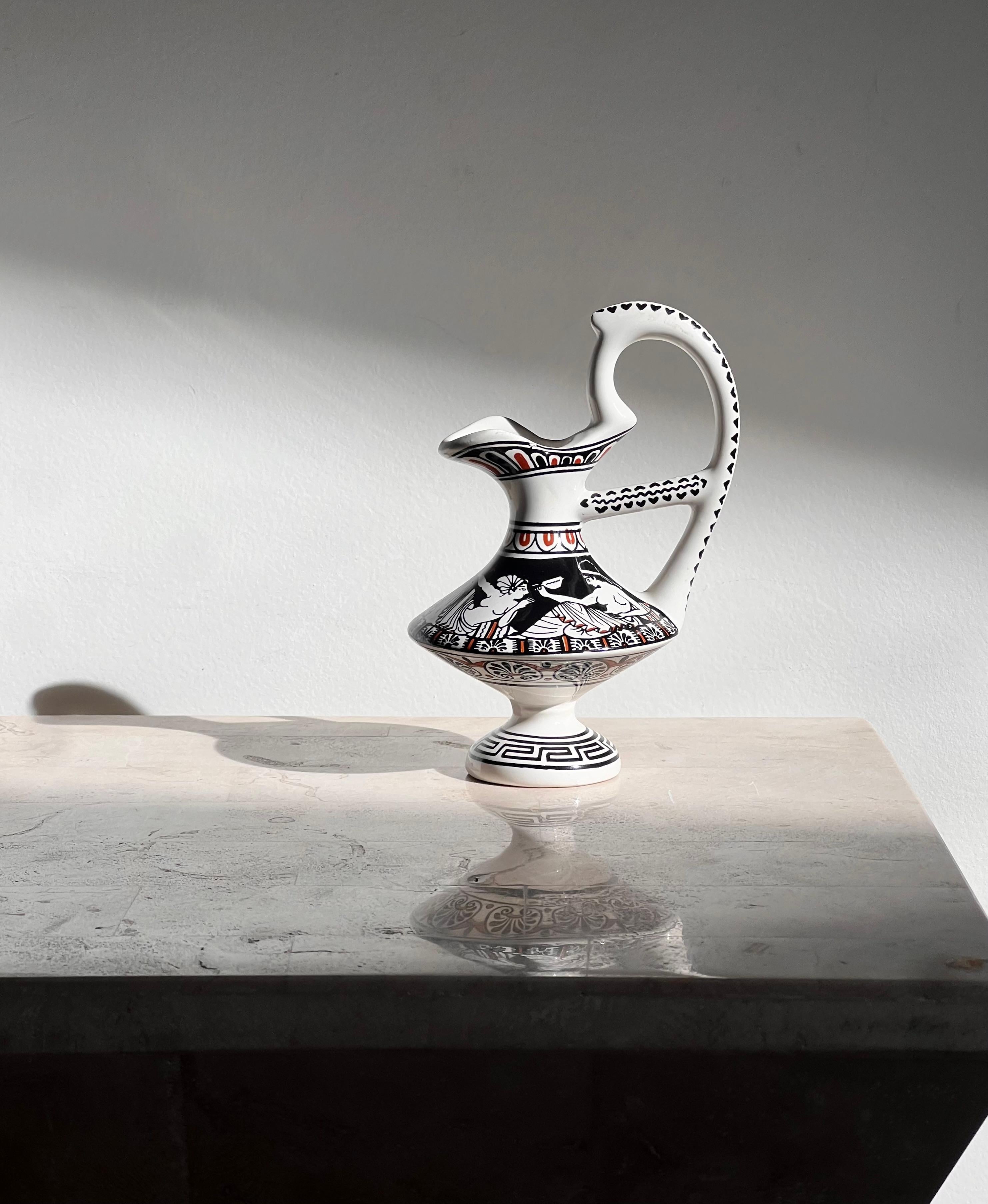 A small pitcher depicting Ancient Greek motif, Musée du Louvre, signed, 20th c For Sale 1
