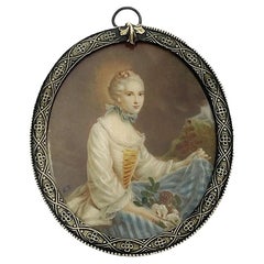 Small Portrait of a Woman in a Oval Bronze Frame, 19th Century