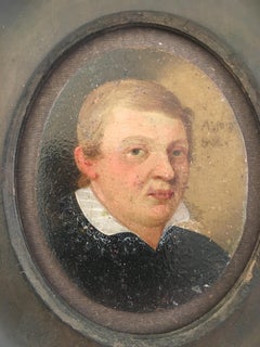 Small Portrait, Oil on Copper, of a Young Man, Dated 1610