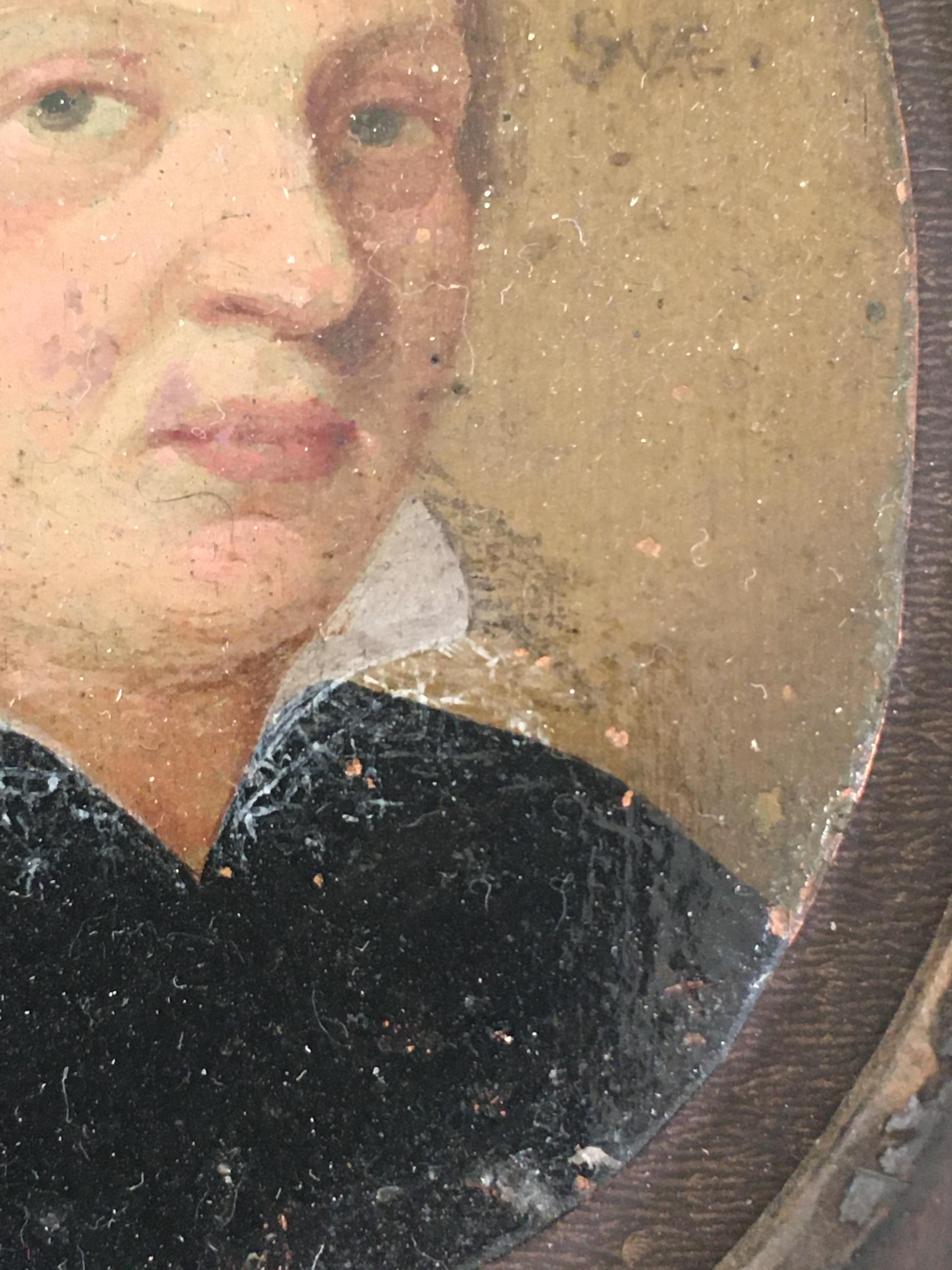 Renaissance Small Portrait, Oil on Copper, of a Young Man, Dated 1610 For Sale