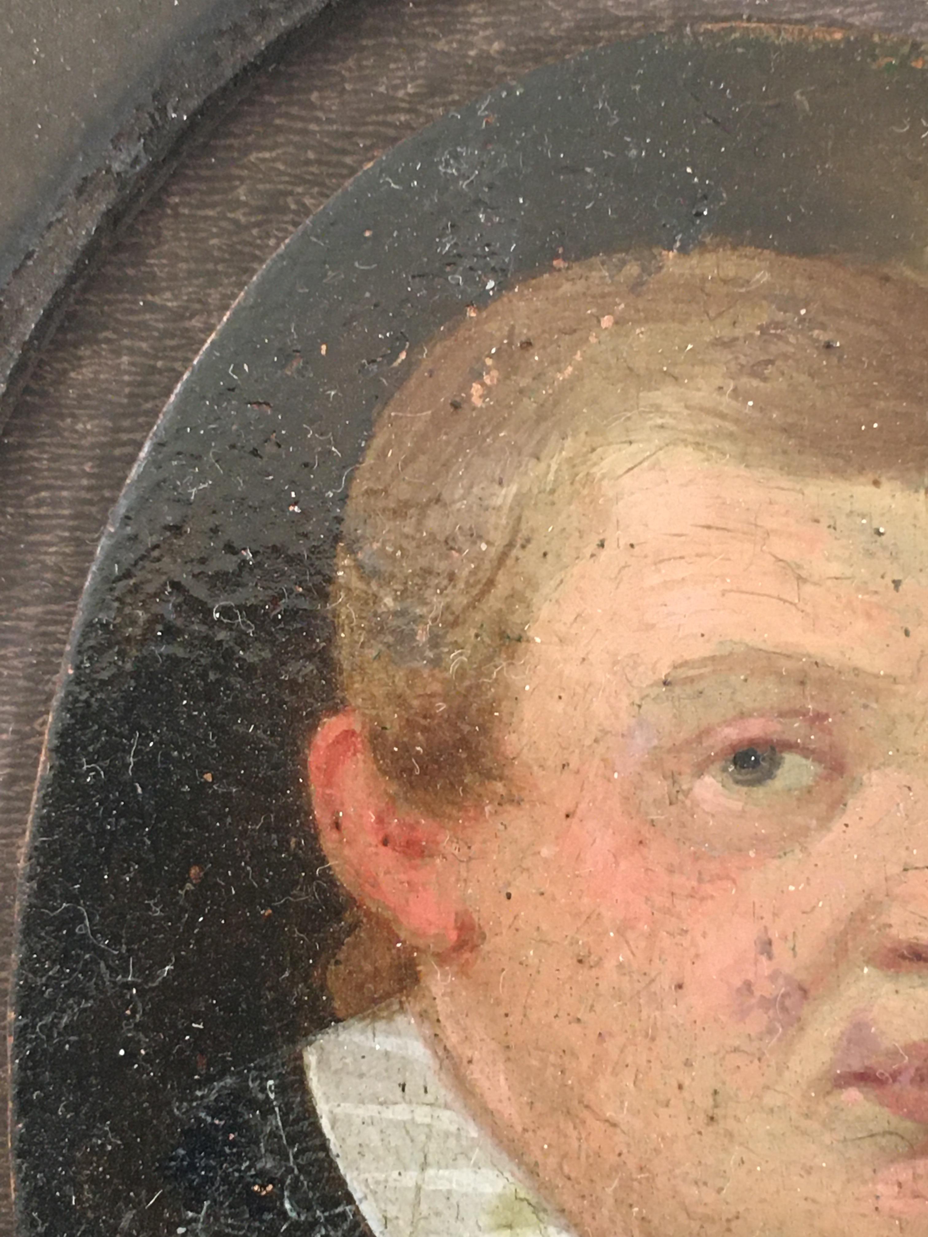 Painted Small Portrait, Oil on Copper, of a Young Man, Dated 1610 For Sale