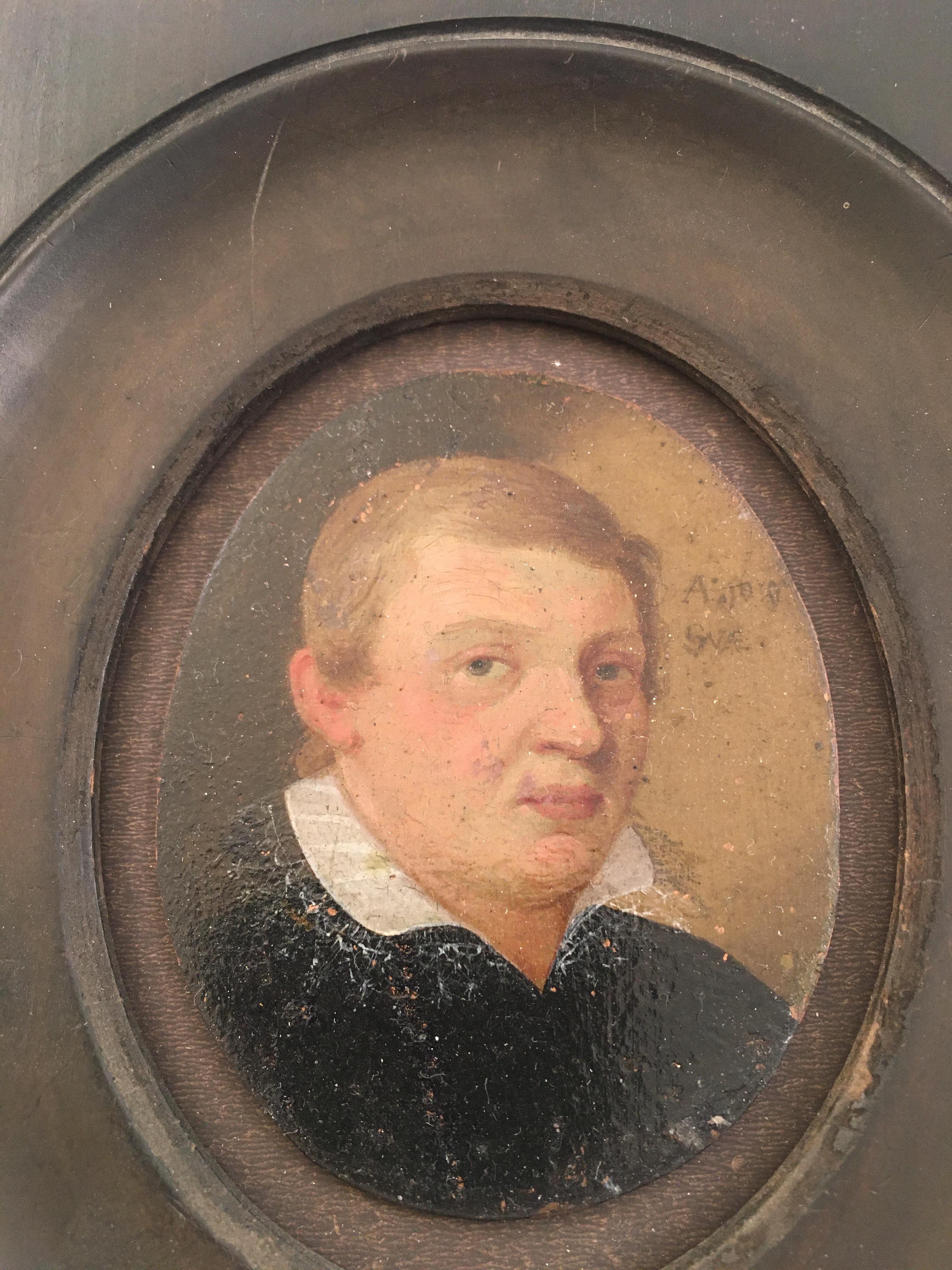 Small Portrait, Oil on Copper, of a Young Man, Dated 1610 In Good Condition For Sale In Brussels, BE