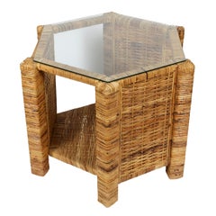 Small Rattan and Glass Table
