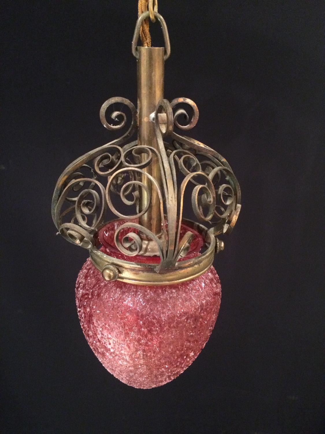 Inglese Lanterna a forma di fragola in vetro e ottone di Faraday & Son, con marchio del piccolo registro in vendita