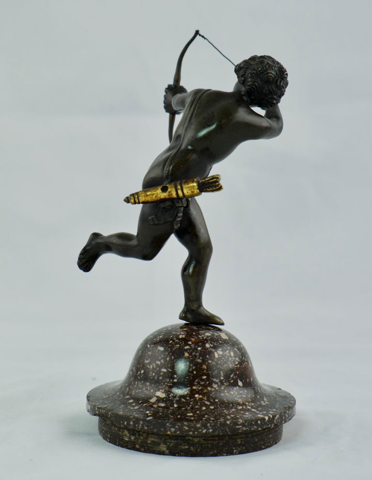 Patinated Small Sculpture of a Putti 