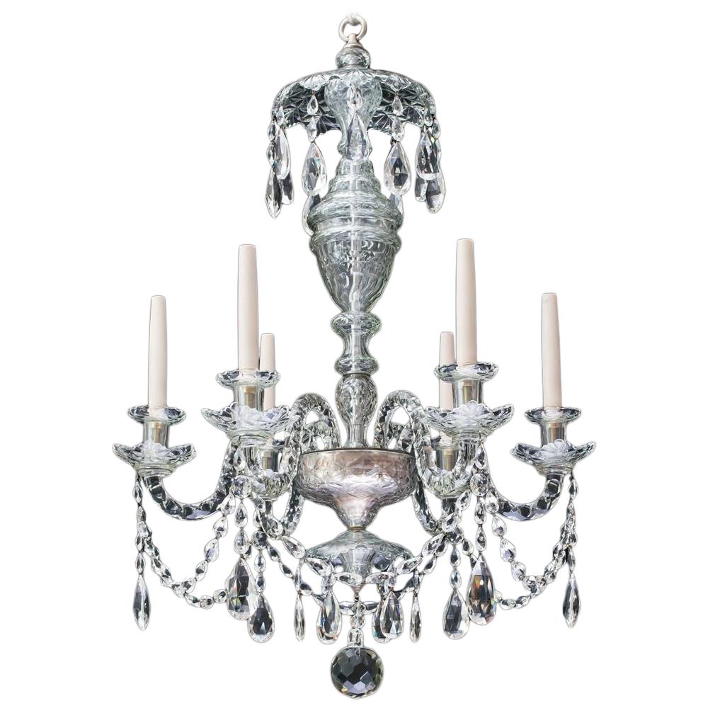 Small Six Light Cut Glass Chandelier in Adam Style For Sale at 1stDibs