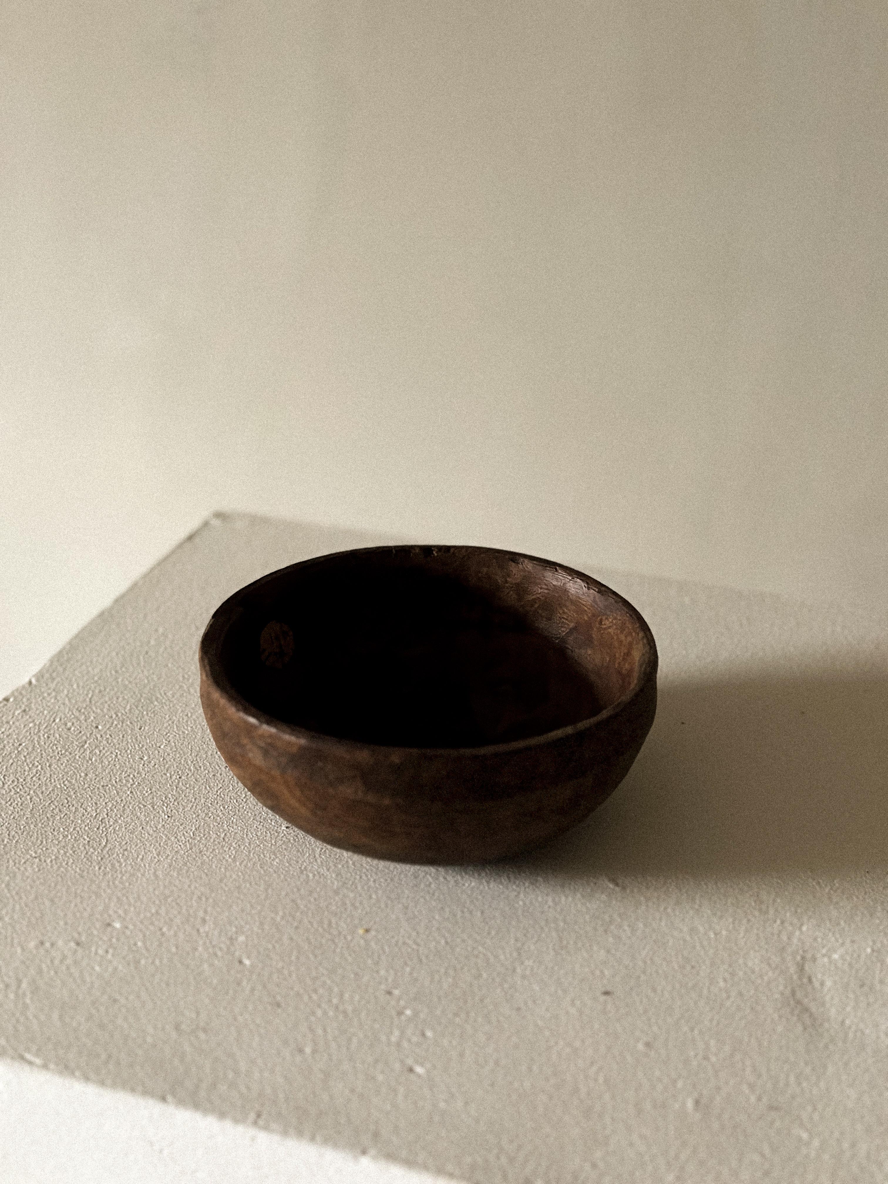 Romantic A Small Wabi Sabi Wooden Bowl, Scandinavia c. 1800s For Sale