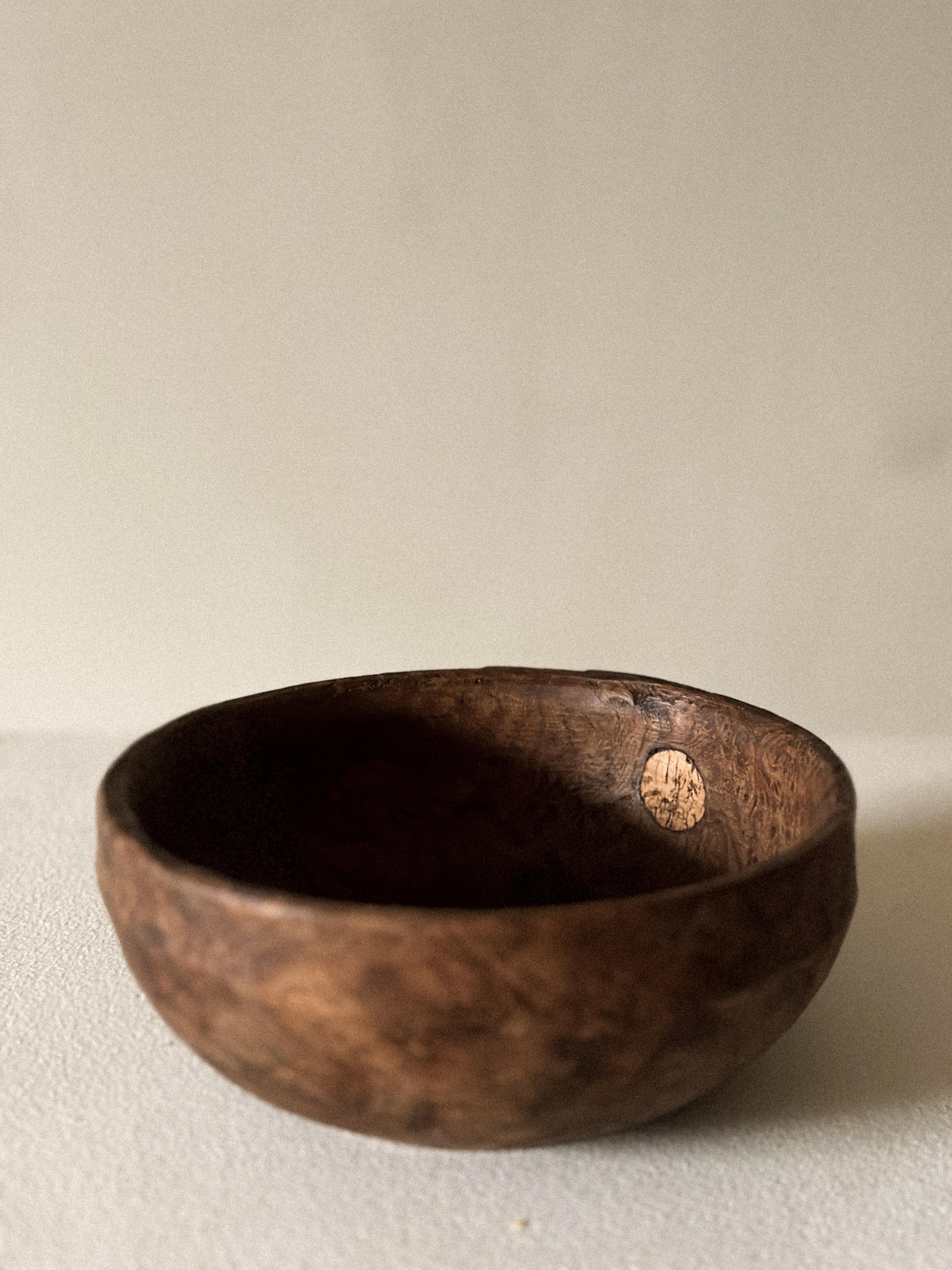 Norwegian A Small Wabi Sabi Wooden Bowl, Scandinavia c. 1800s For Sale