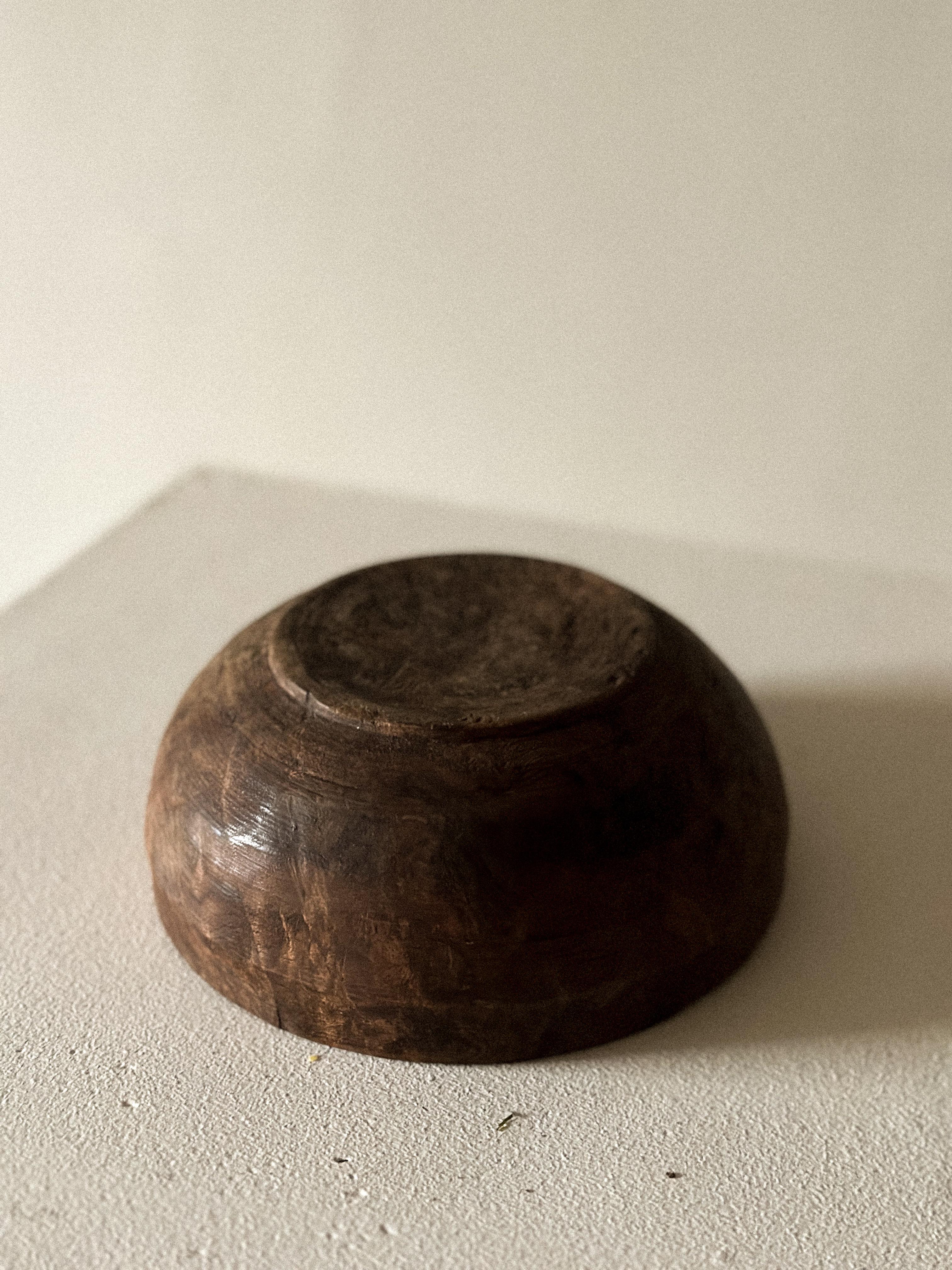 Hand-Carved A Small Wabi Sabi Wooden Bowl, Scandinavia c. 1800s For Sale