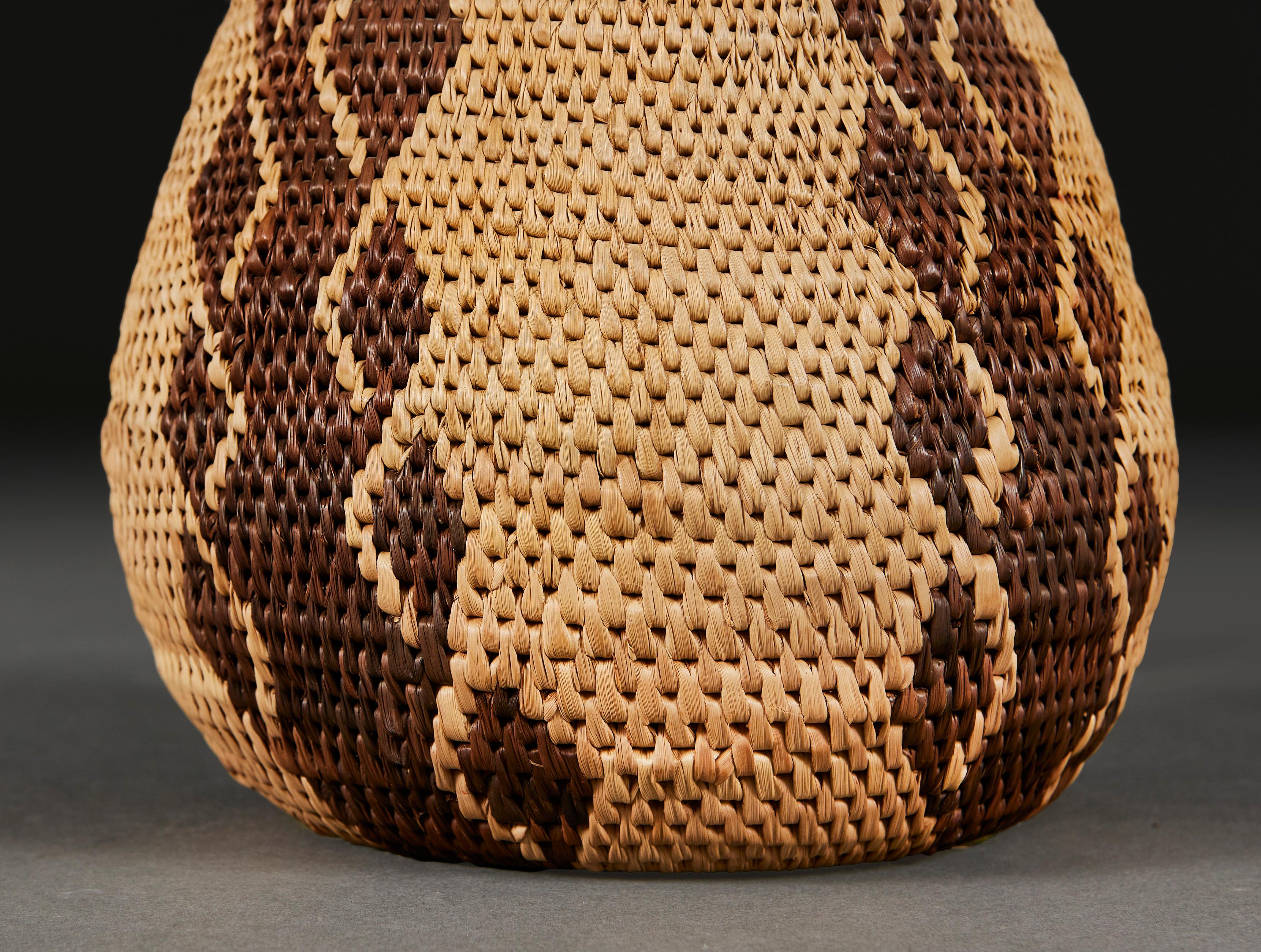 South African A Small Zulu Basket Weave Lamp