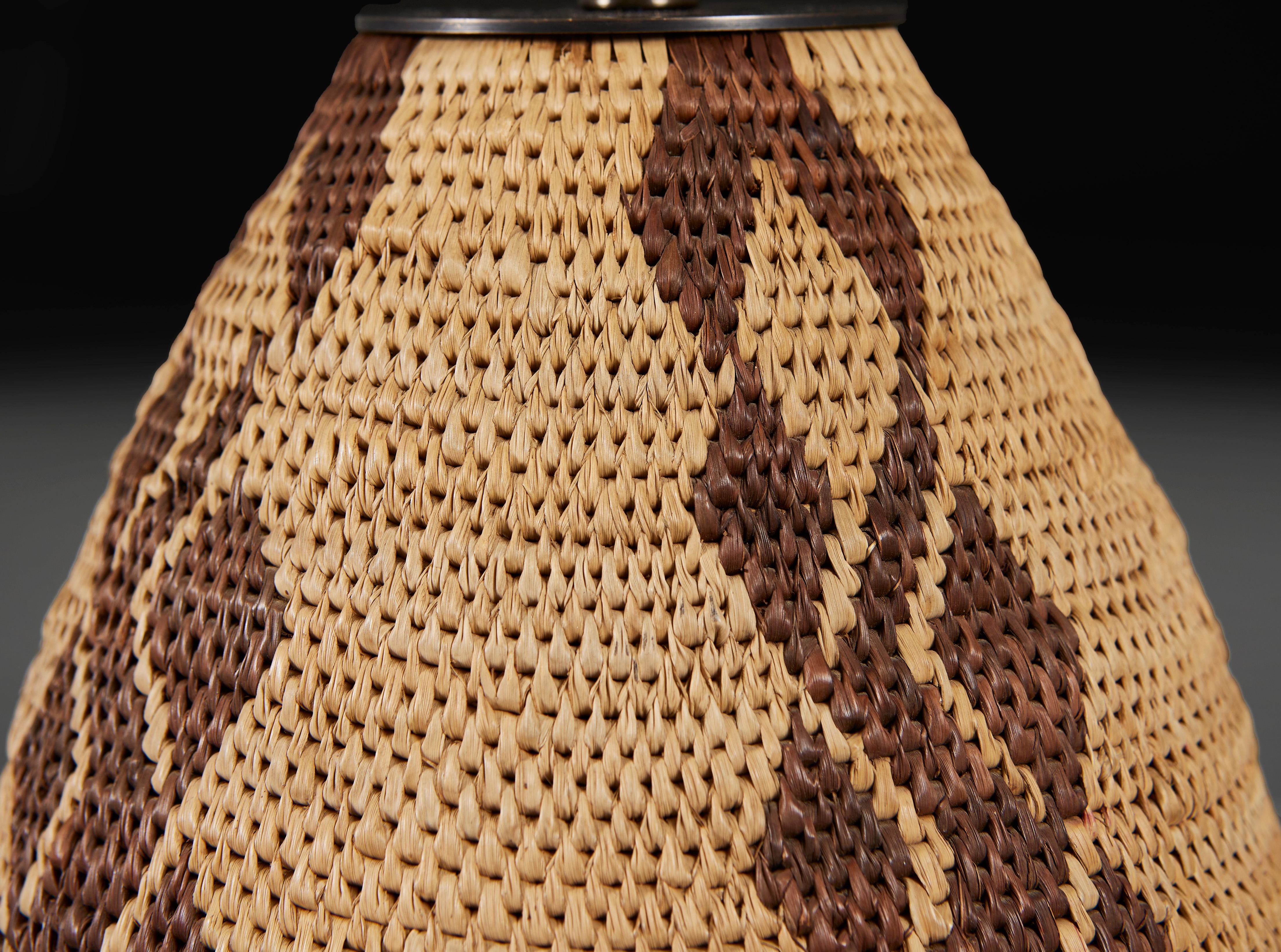 Hand-Woven A Small Zulu Basket Weave Lamp