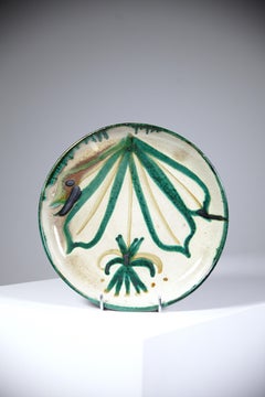 A Snake Ceramic Plate by Robert Picault Vallauris France 1960s