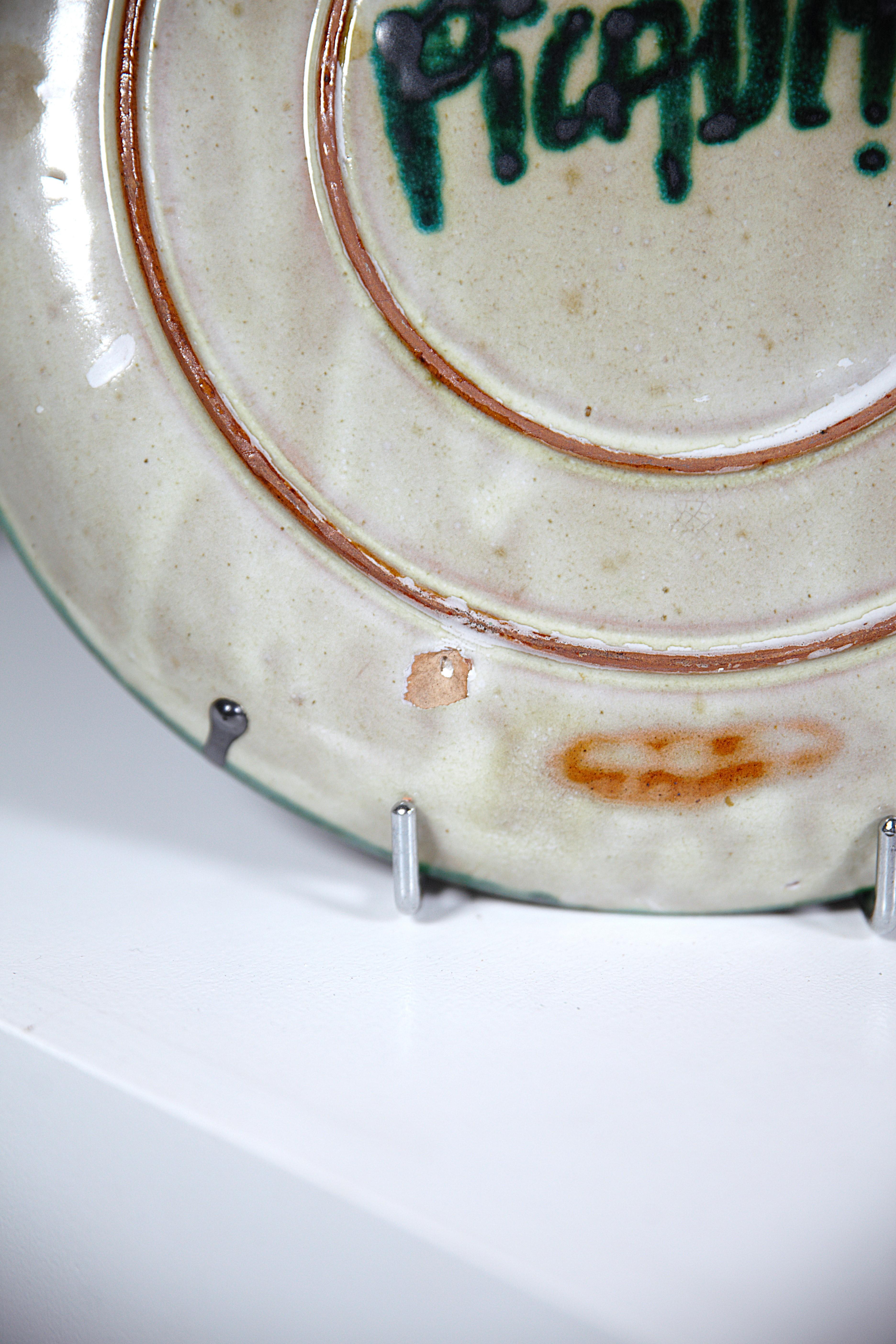 A Snake Ceramic Plate by Robert Picault Vallauris France 1960s For Sale 1