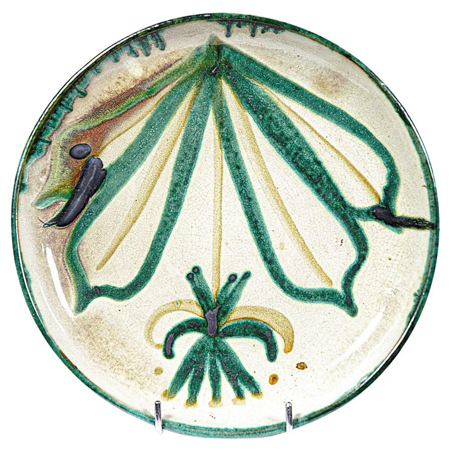Plato de cerámica de serpiente de Robert Picault Vallauris Francia Años 60