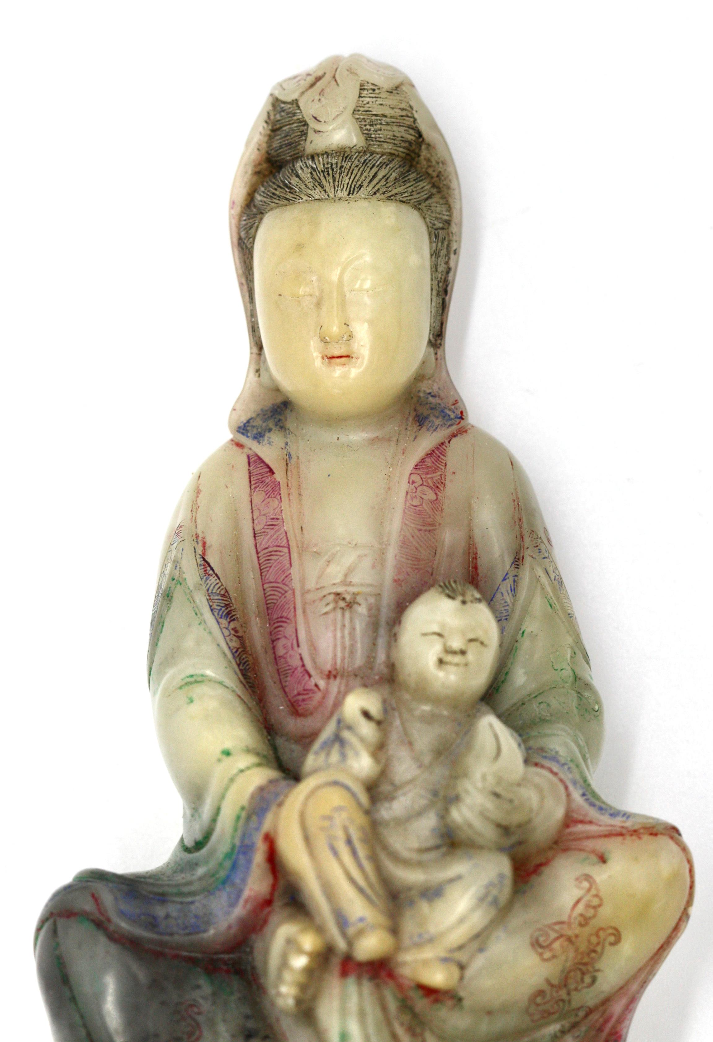 20th Century Soapstone Figure of Songzi Guanyin For Sale