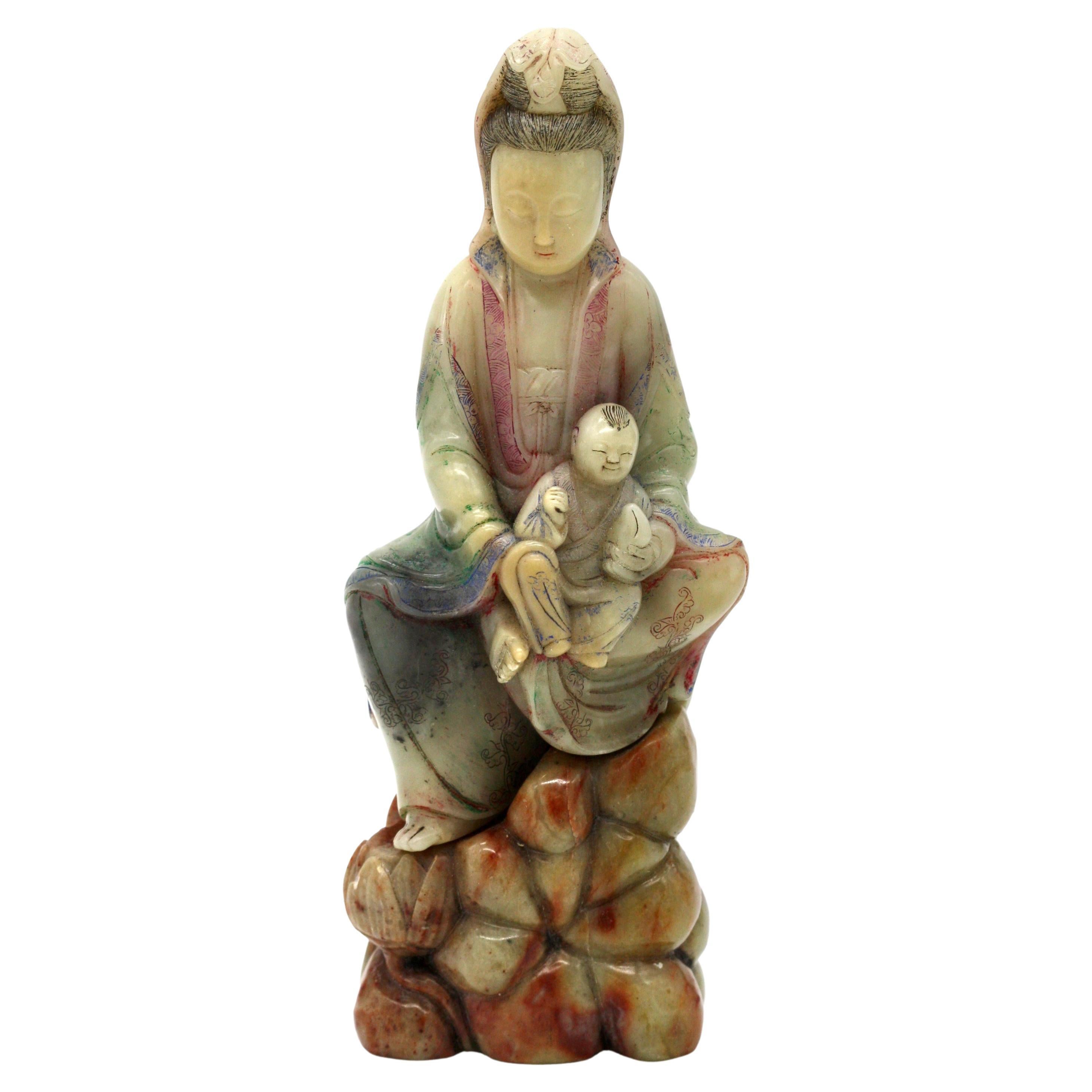Soapstone Figure of Songzi Guanyin For Sale