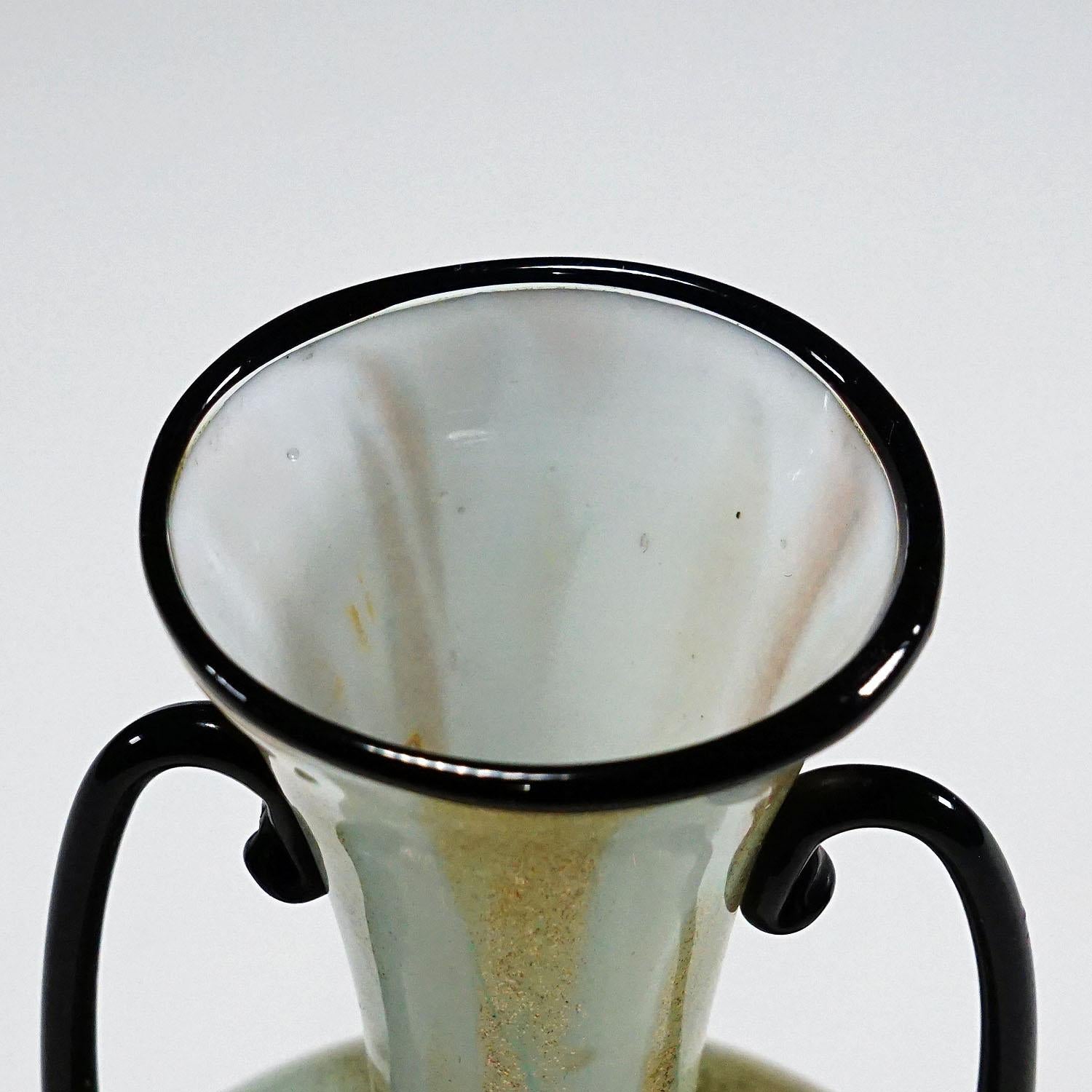 Art Glass A Soffiato Glass Vase with Aventurine by Fratelli Toso (attr.), Murano ca. 1930s For Sale