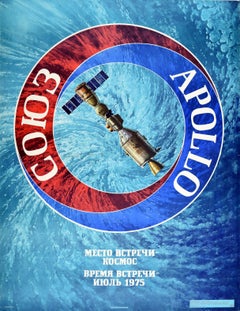 Original-Vintage-Poster, Apollo-Soyuz-Projekt, erste Internationale Raumfahrtmission