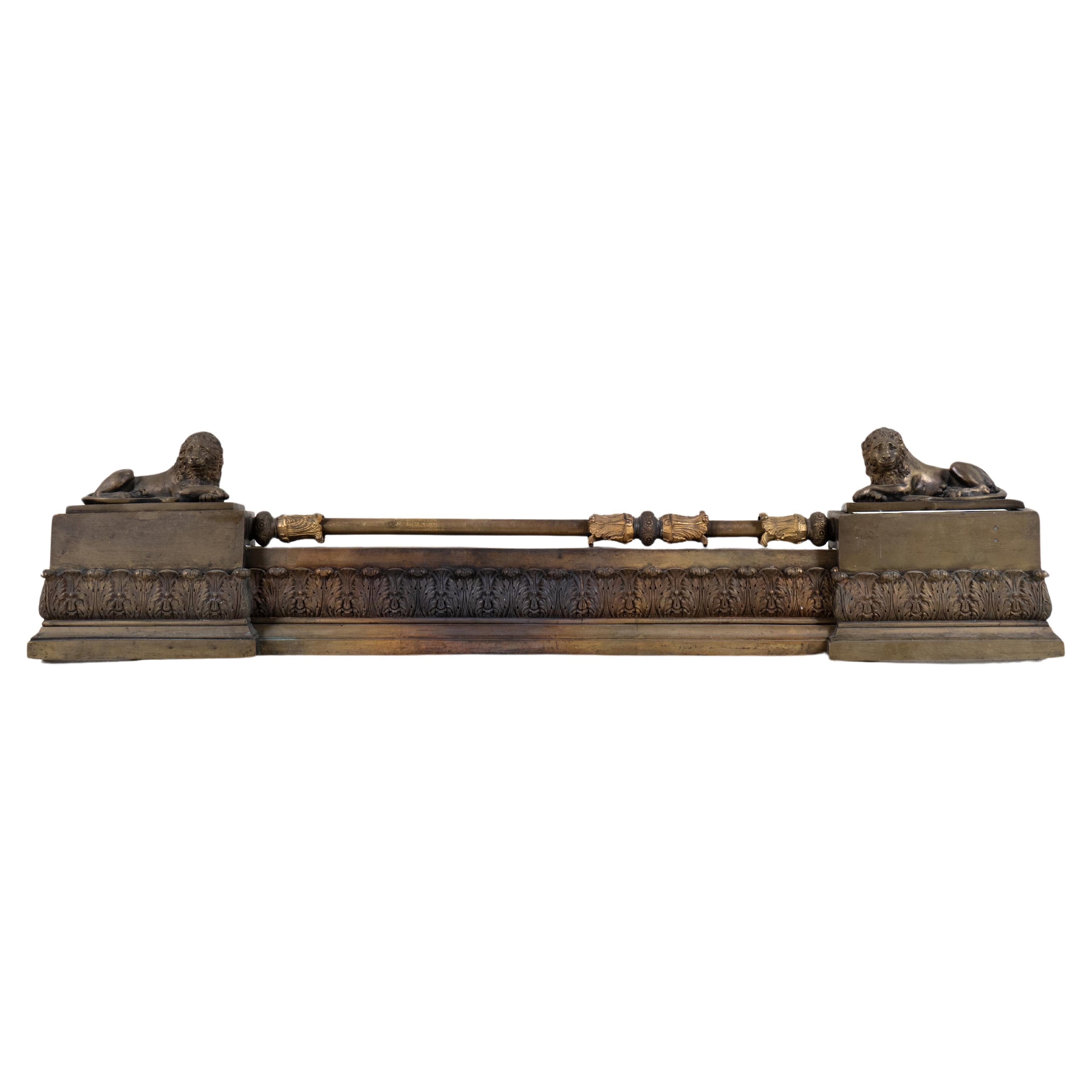 A Solid Brass Fireplace Fender, c. 1880 For Sale
