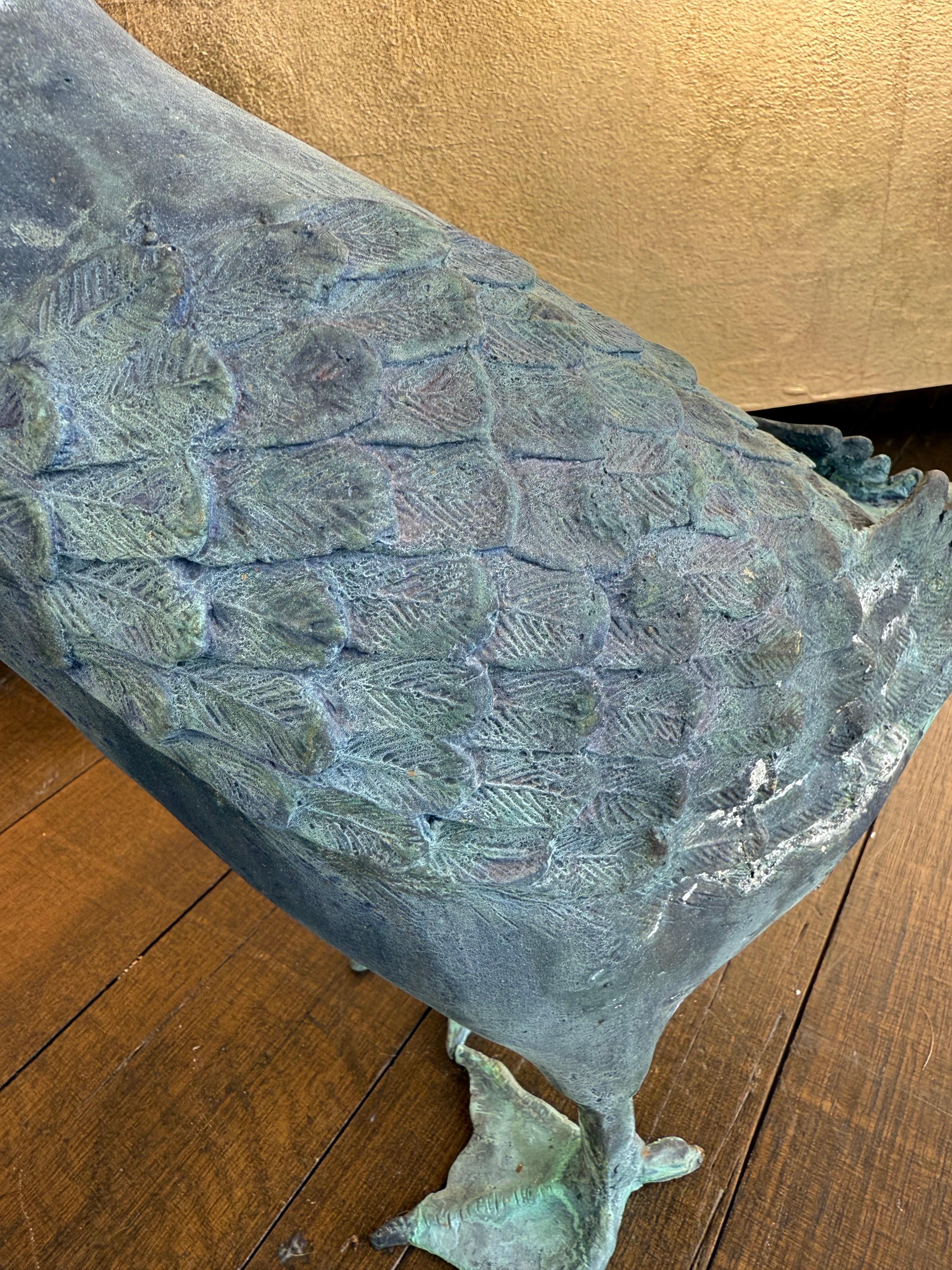 A Solid Cast Bronze Goose with Open Mouth In Good Condition For Sale In ARMADALE, VIC