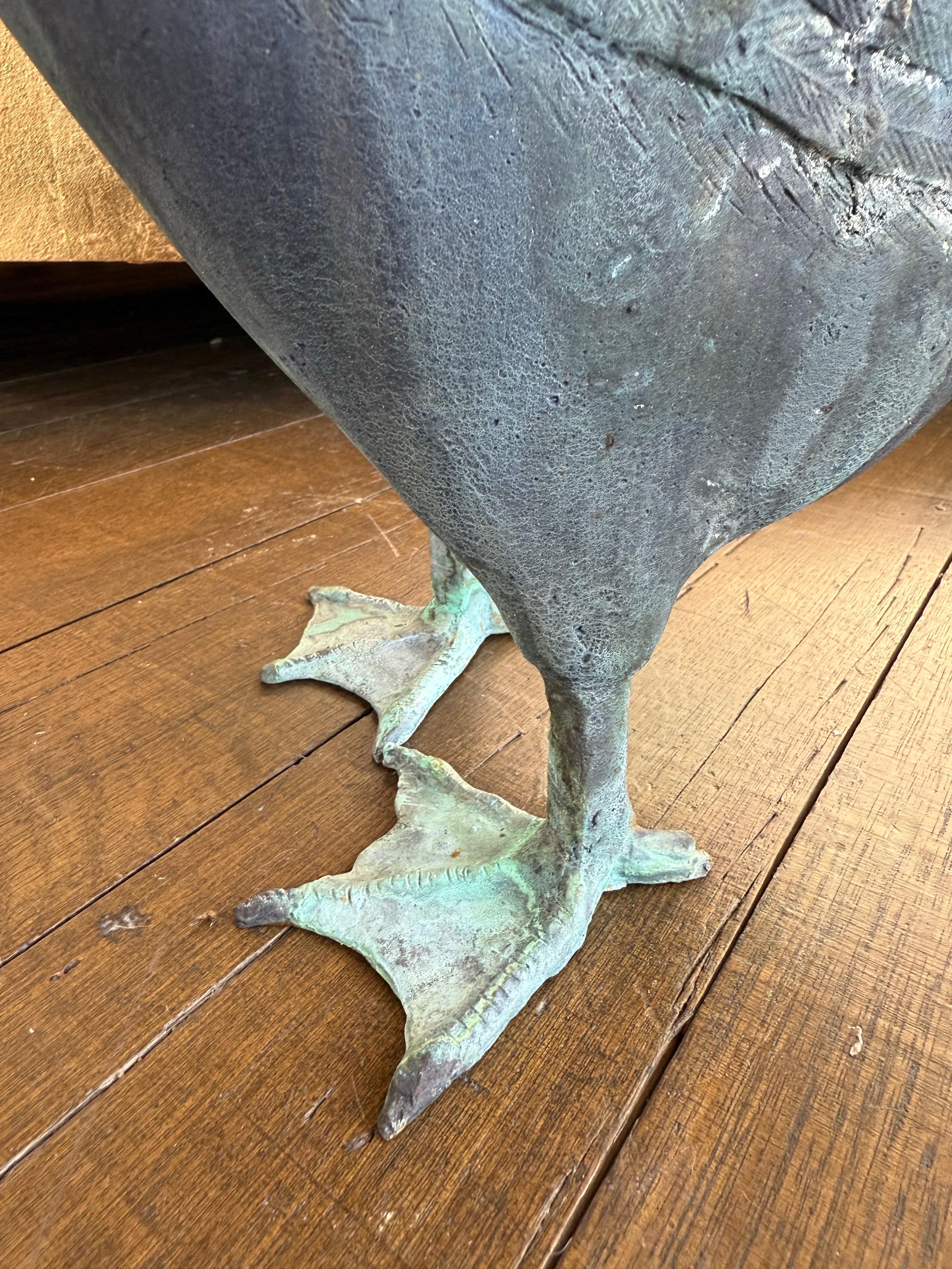 A Solid Cast Bronze Goose with Open Mouth For Sale 2