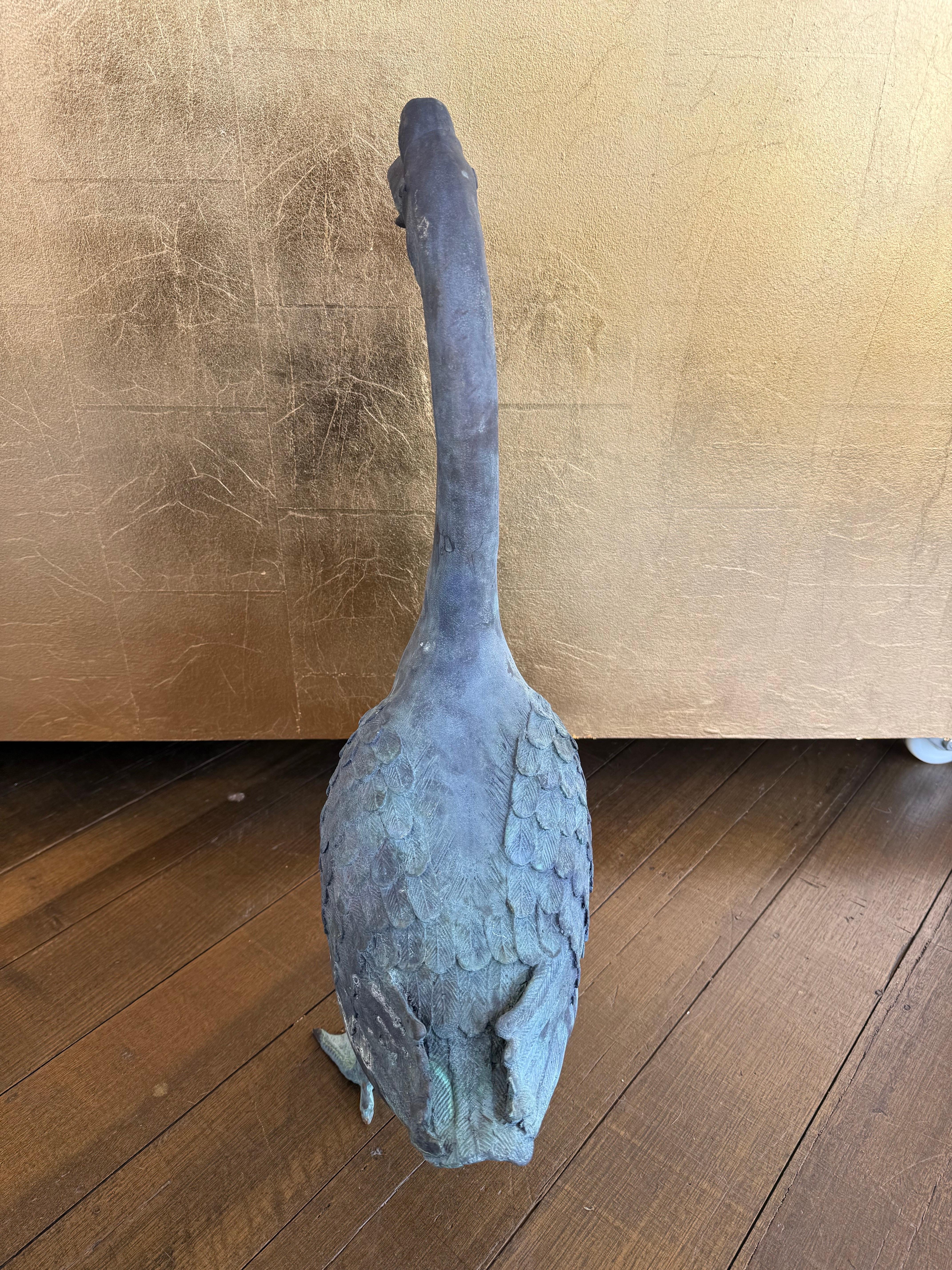 A Solid Cast Bronze Goose with Open Mouth For Sale 4