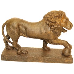 Antique Solid Cat Iron George III Lion Door Stop