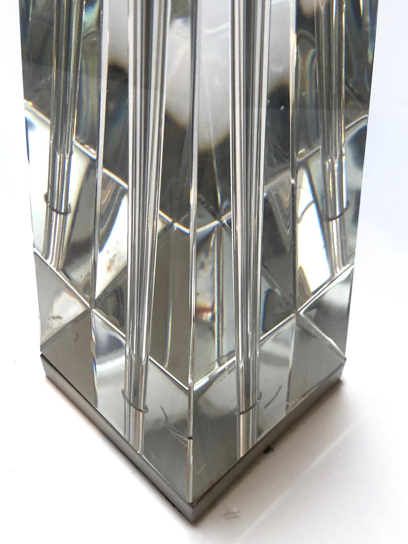 Solid Crystal Obelisk-Form Table Lamp In Good Condition For Sale In San Francisco, CA