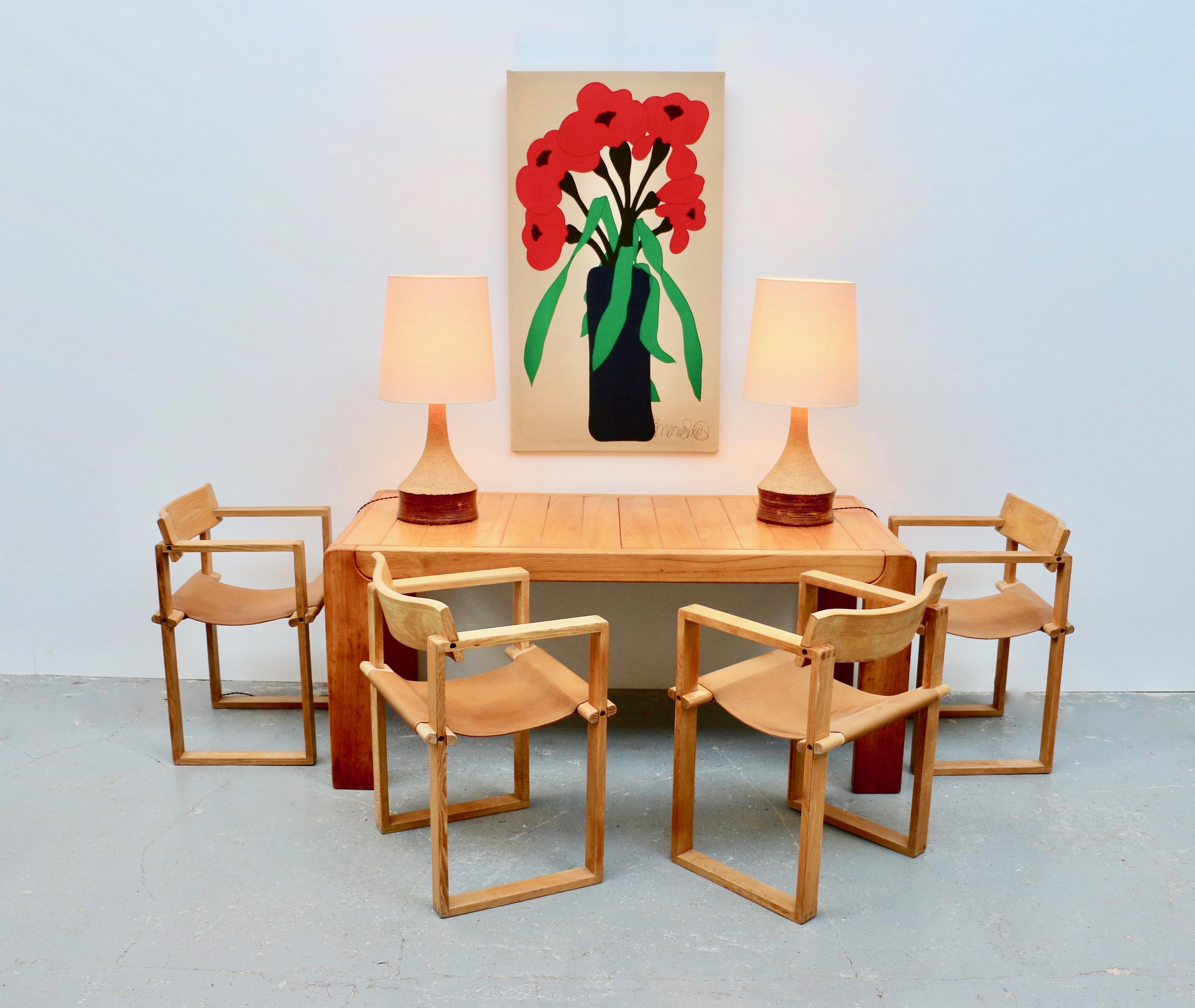 A solid elm extensible dining table, France, 1960s For Sale 6