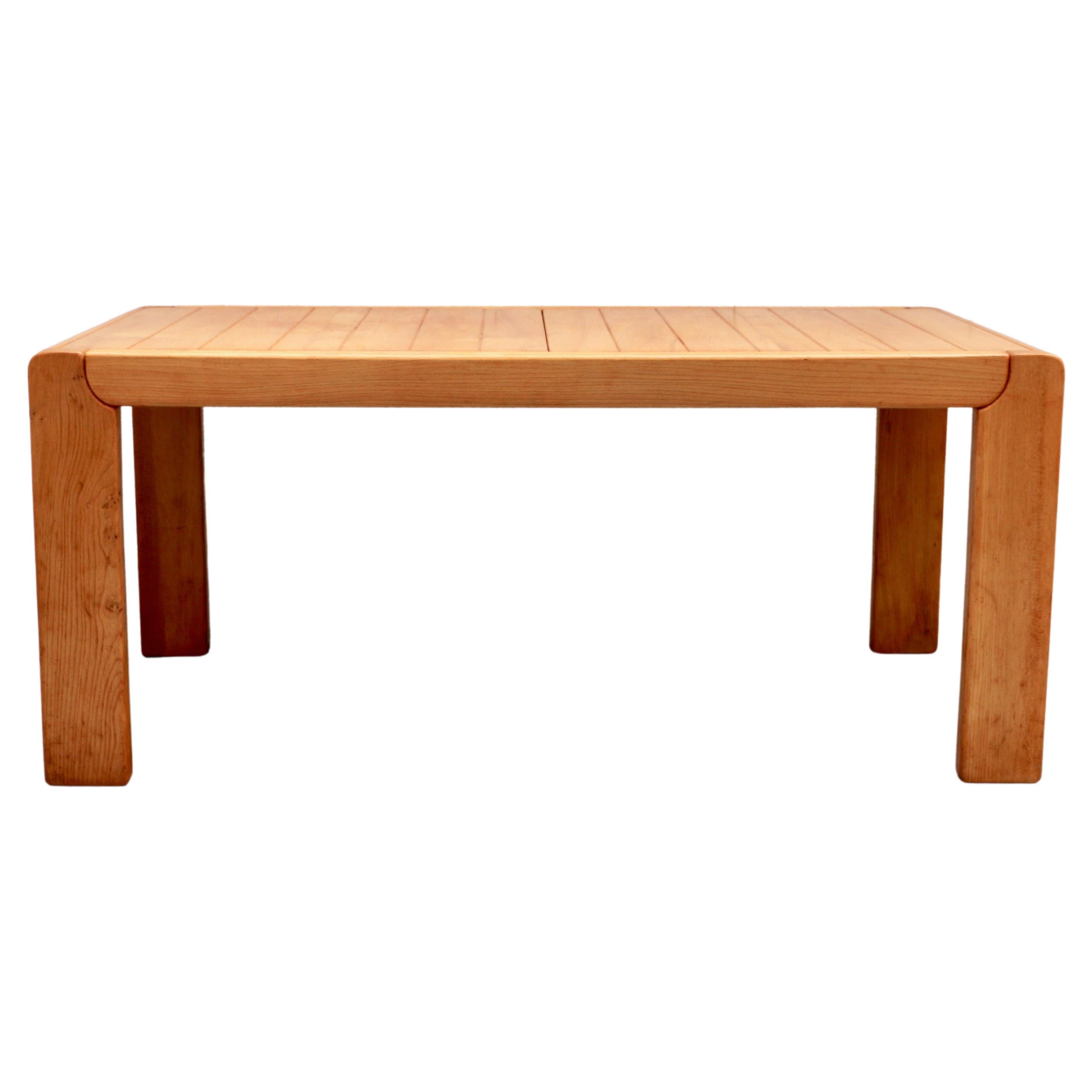 A solid elm extensible dining table, France, 1960s For Sale