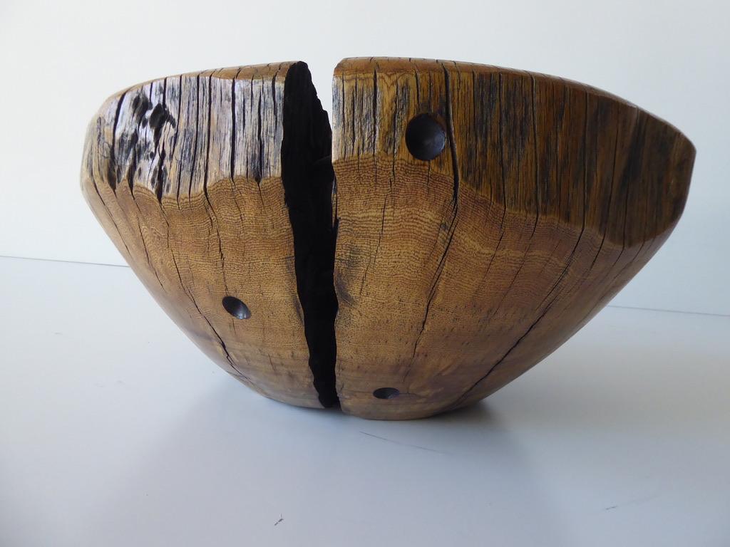 American Solid Ficus Wood Sculpted Bowl by Contemporary Artist Daniel Pollock CA-4 Bowl For Sale