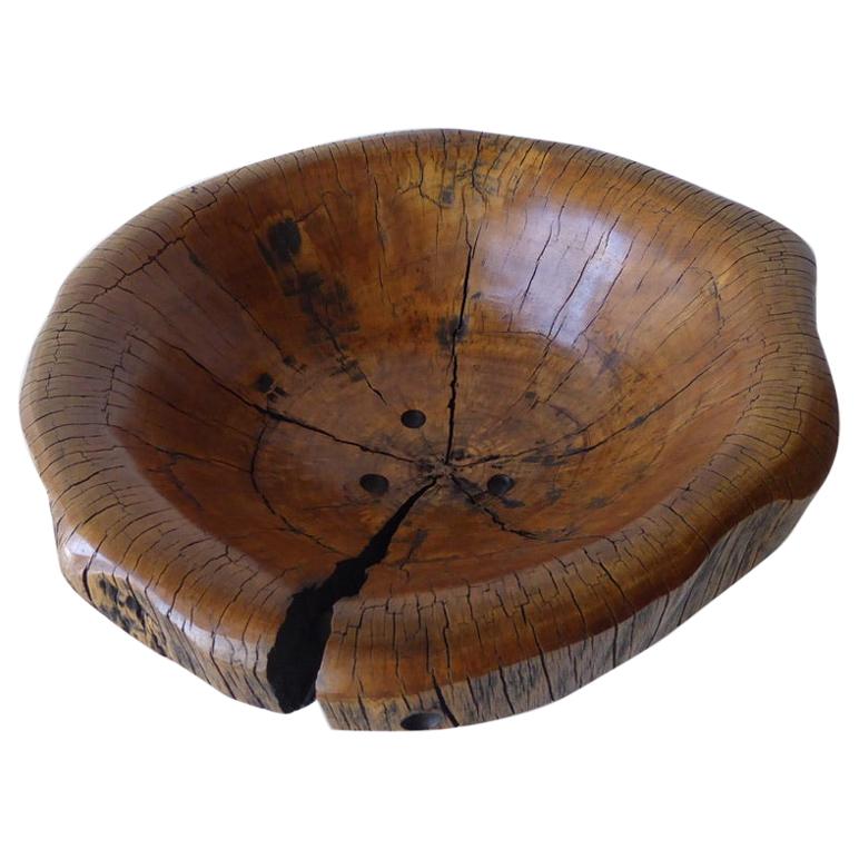 Solid Ficus Wood Sculpted Bowl by Contemporary Artist Daniel Pollock CA-4 Bowl For Sale