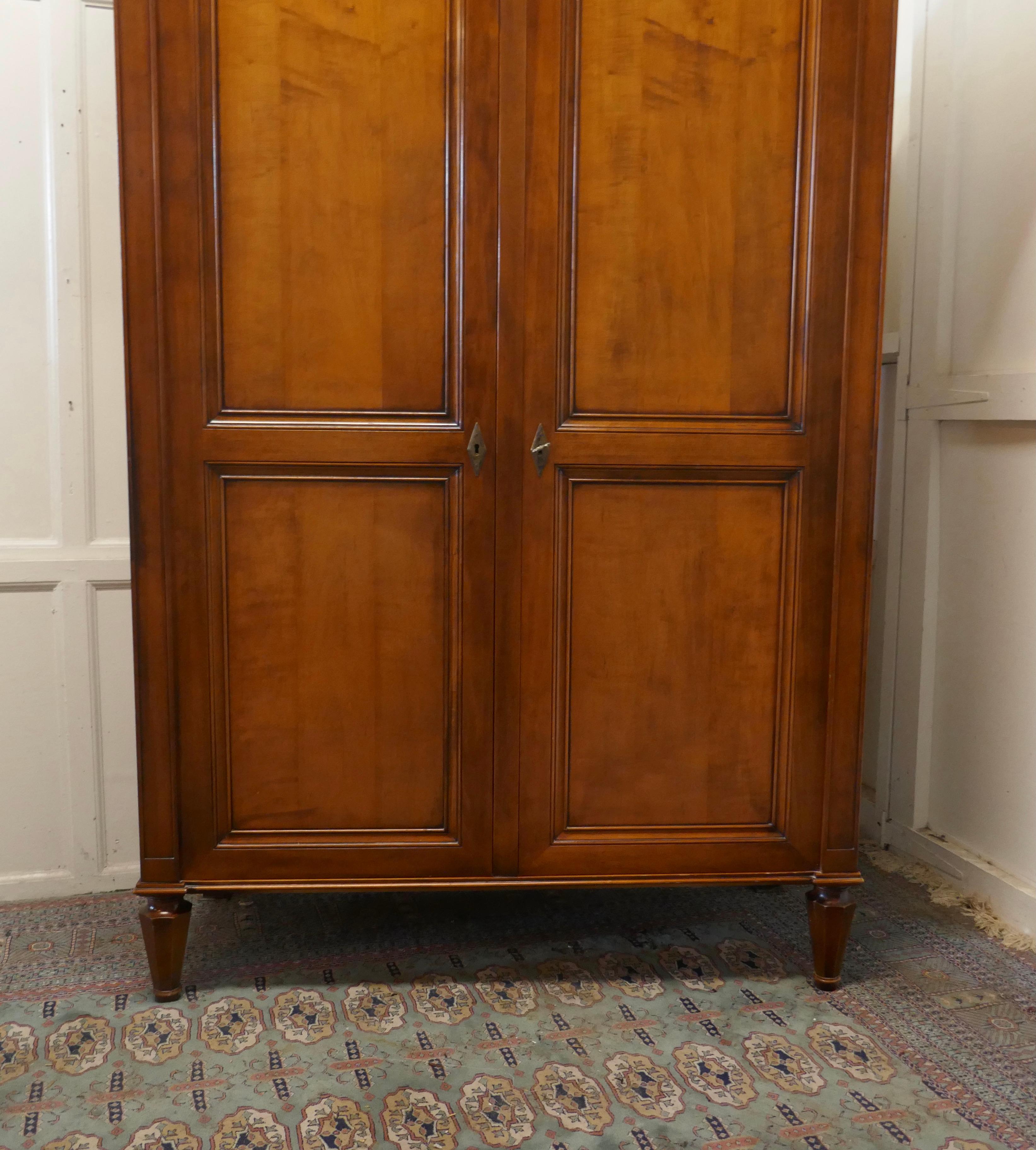 Arts and Crafts Solid Fruitwood Shelved Armoire & Hanging Wardrobe 