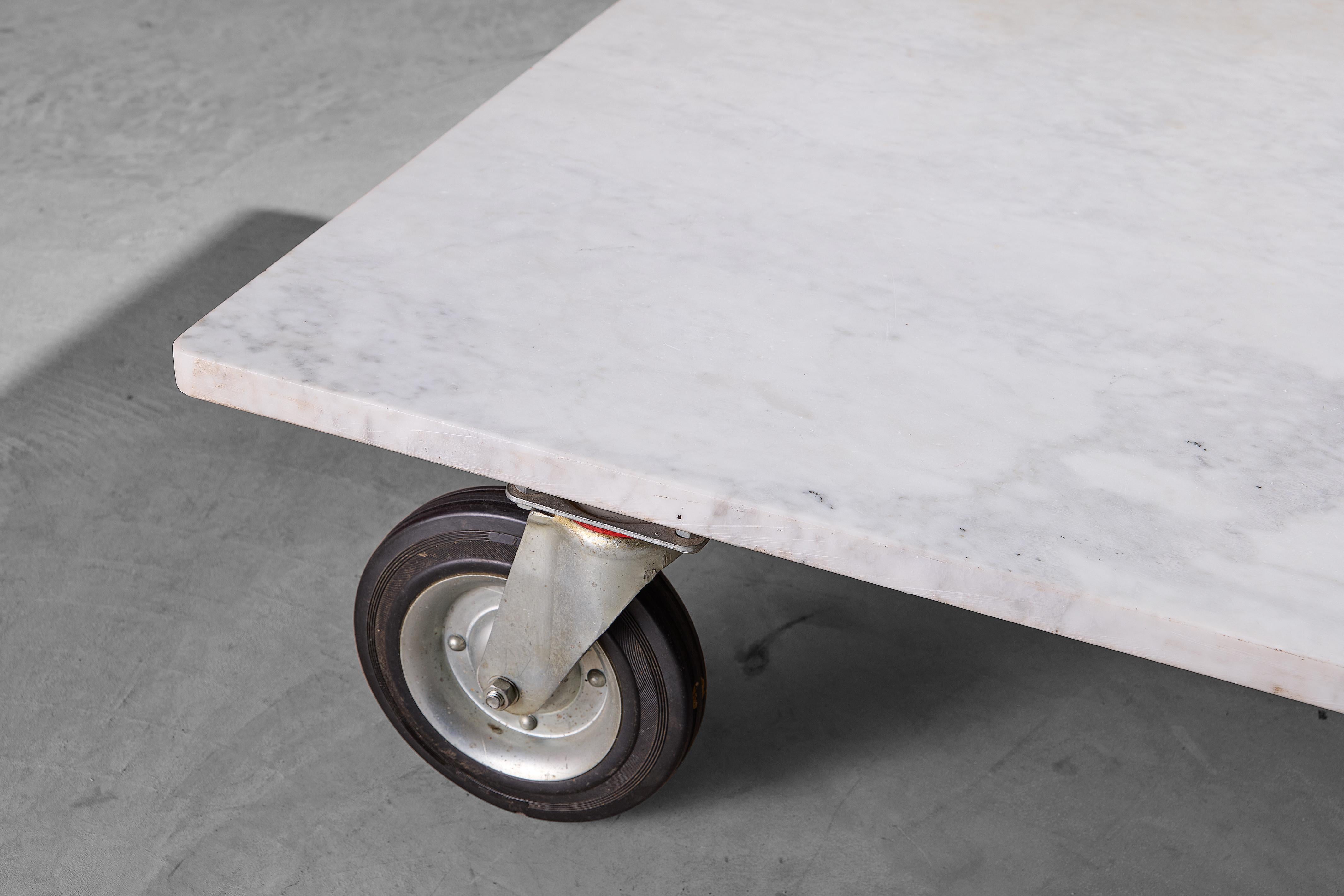 Dutch A Solid Industrial Coffee Table With Carrara Marble Top  For Sale