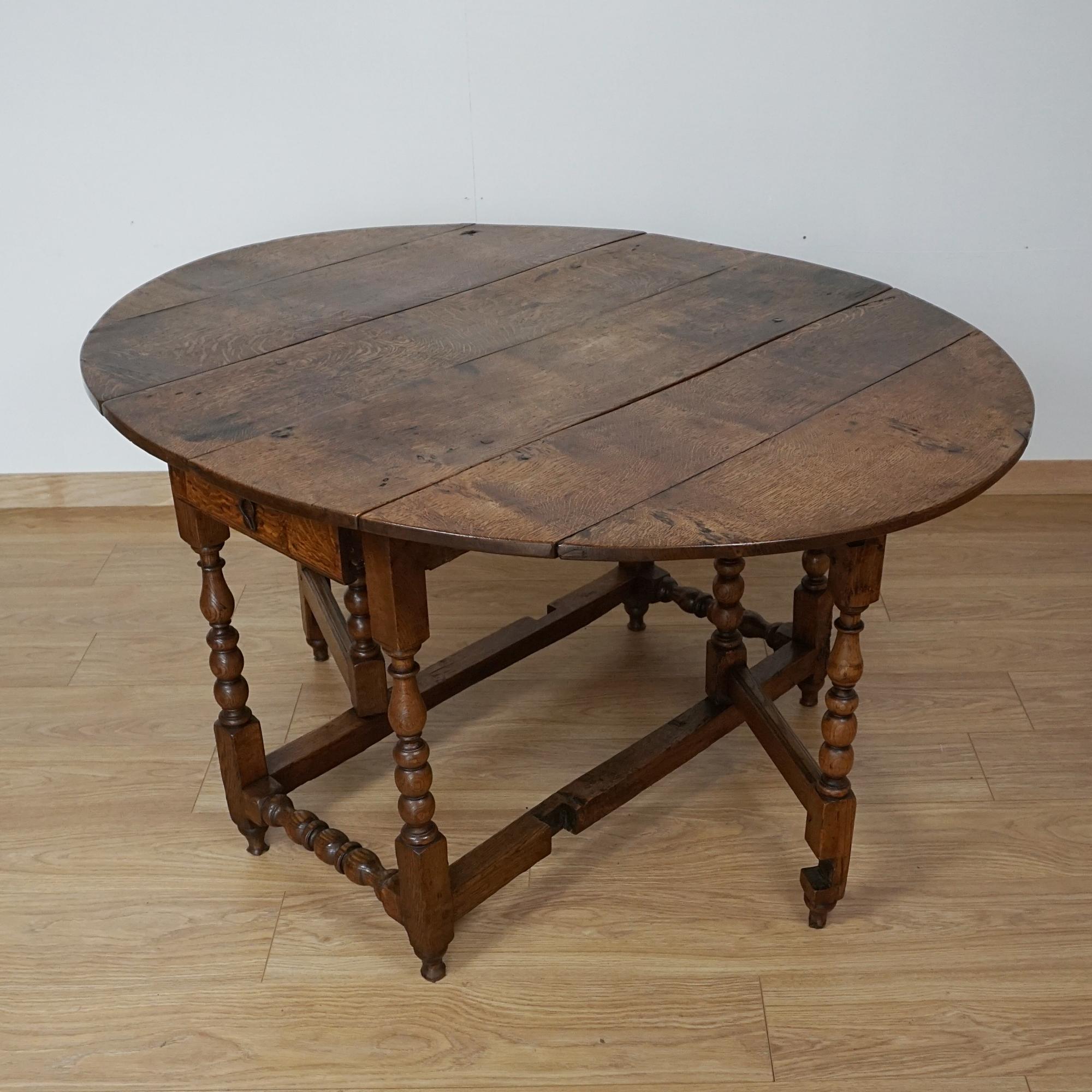 A Solid Oak Gateleg Table Circa 1680 For Sale 1