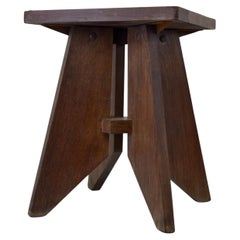 Vintage A solid oak stool from the 1940s - French manufacture