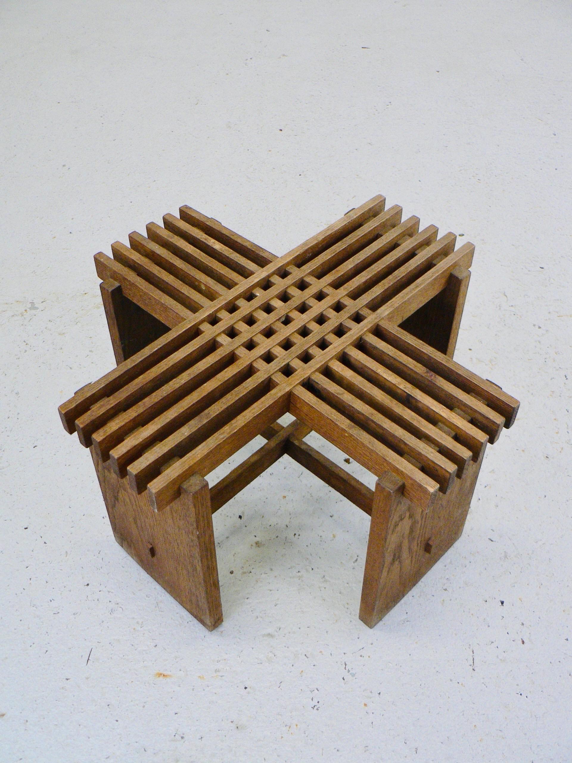 Oak A solid oak stool or footrest - Art & crafts - 1930 - France. For Sale