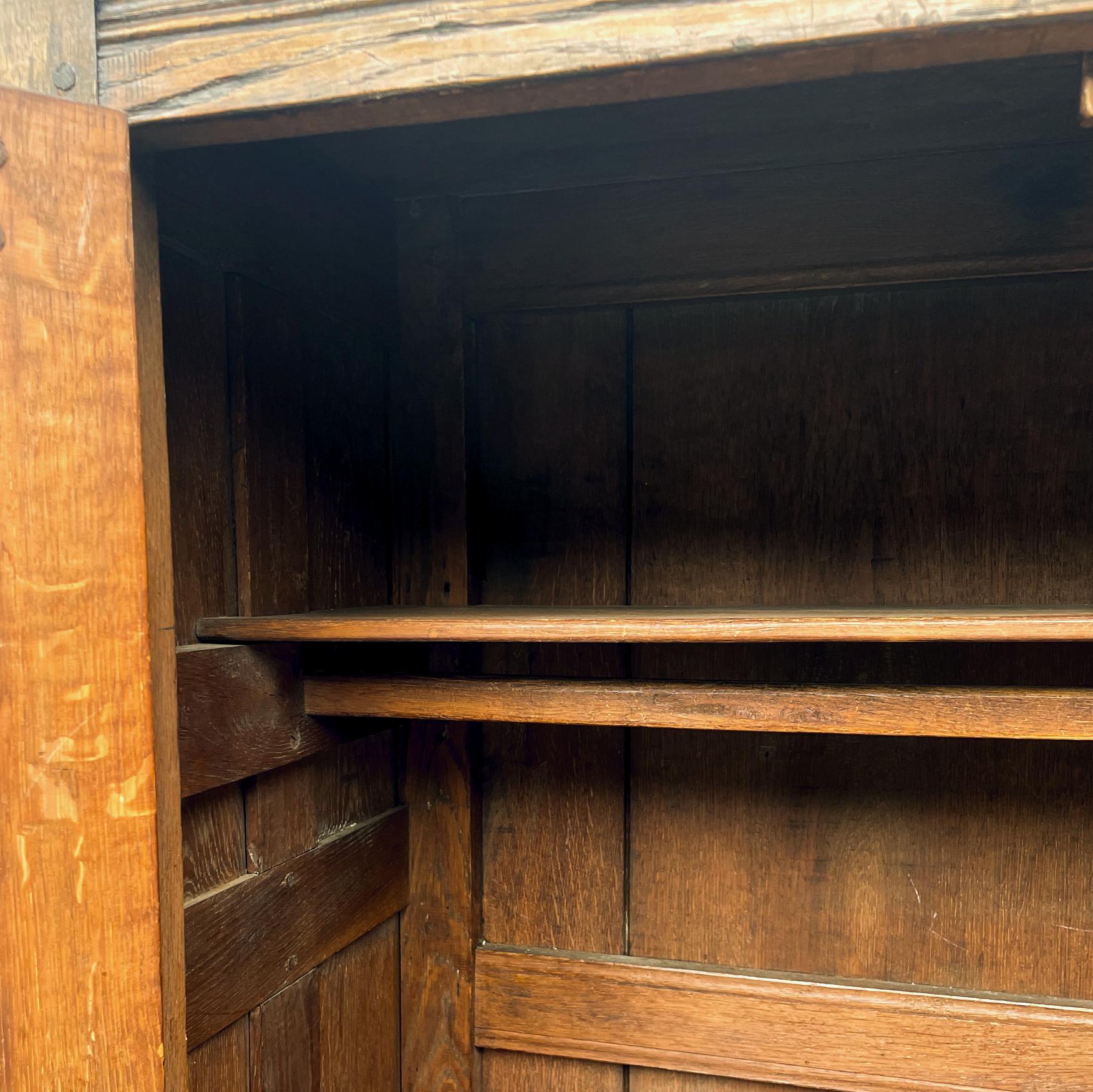 Solid Oak Wardrobe with Hand Carved Linenfold Panels, English, circa 1900 4