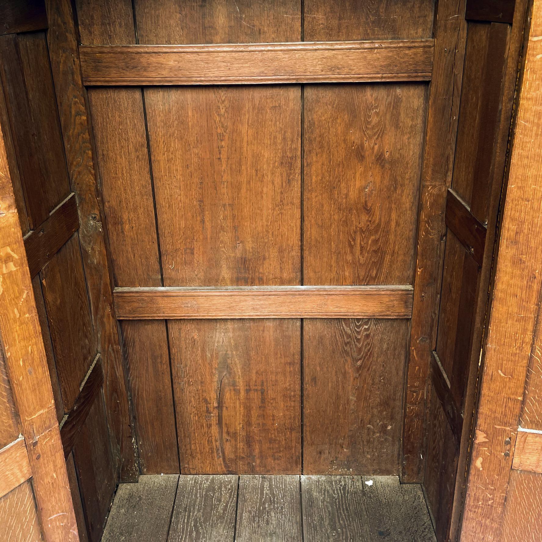 Solid Oak Wardrobe with Hand Carved Linenfold Panels, English, circa 1900 5