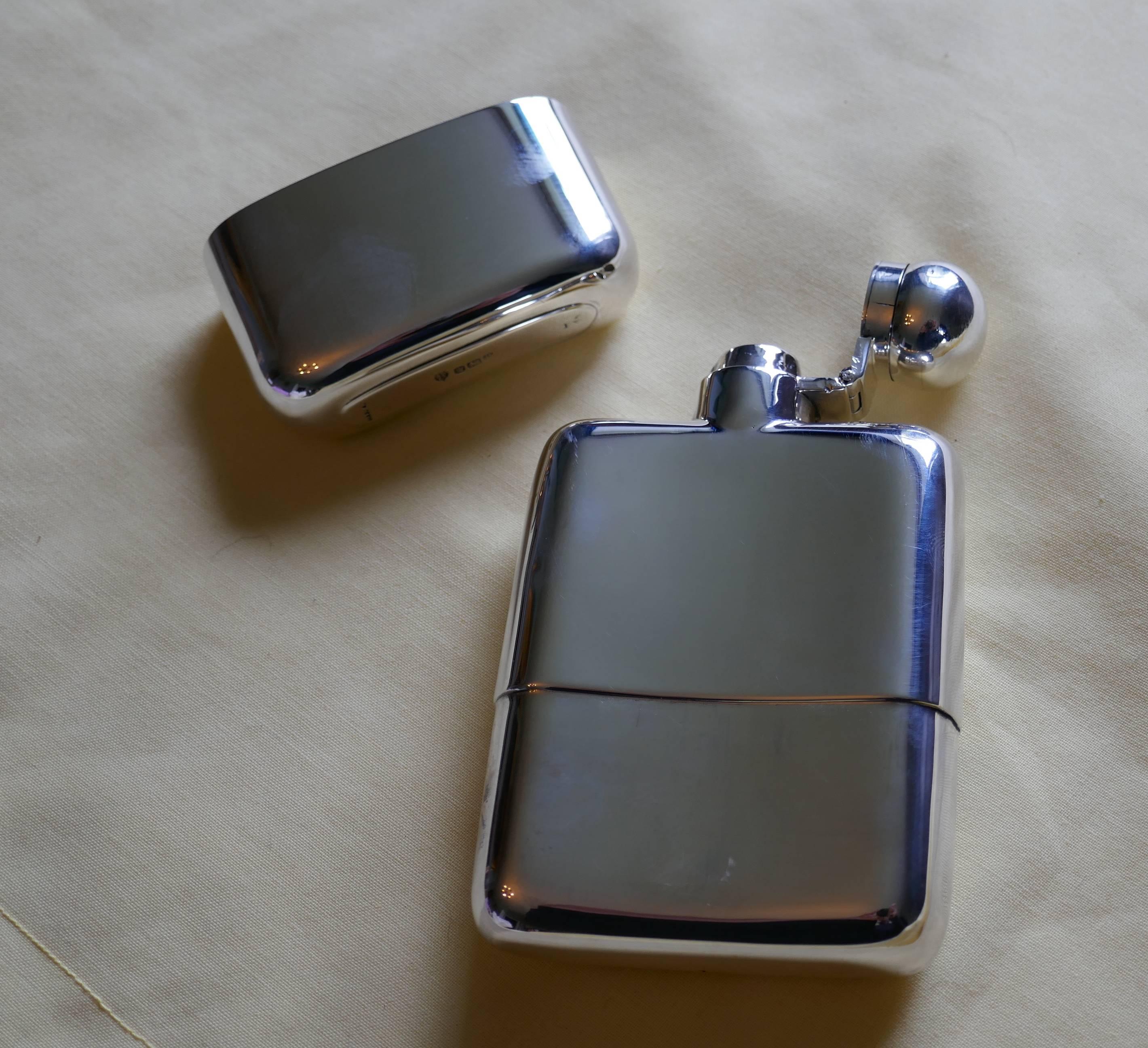 A Solid Silver Hall Marked Hip Flask and Cup by Stewart Dawson & Co, 1912 3
