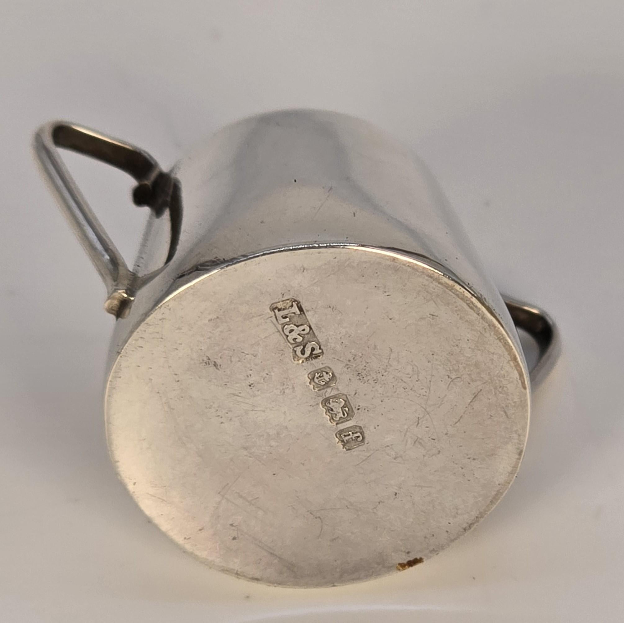 A solid silver miniature chocolate pot set, English made in 1905, Birmingham For Sale 4